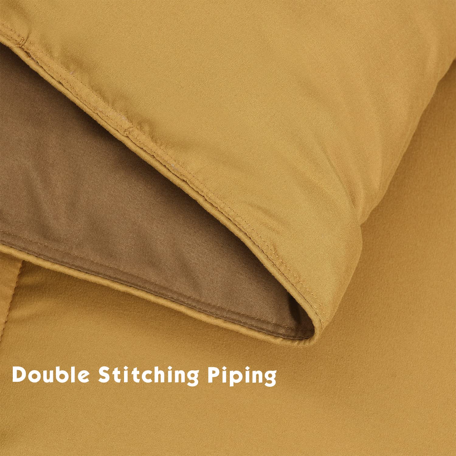 HIG 3-Piece All Season Reversible Mustard Yellow Down Alternative Comforter Set Twin Size - Baffle Box Construction - 100% Hypoallergenic Polyester Filling - Breathable Wrinkle Resistant Bedding - Perfect for Guest Rooms, Dorms & Cozy Bedrooms