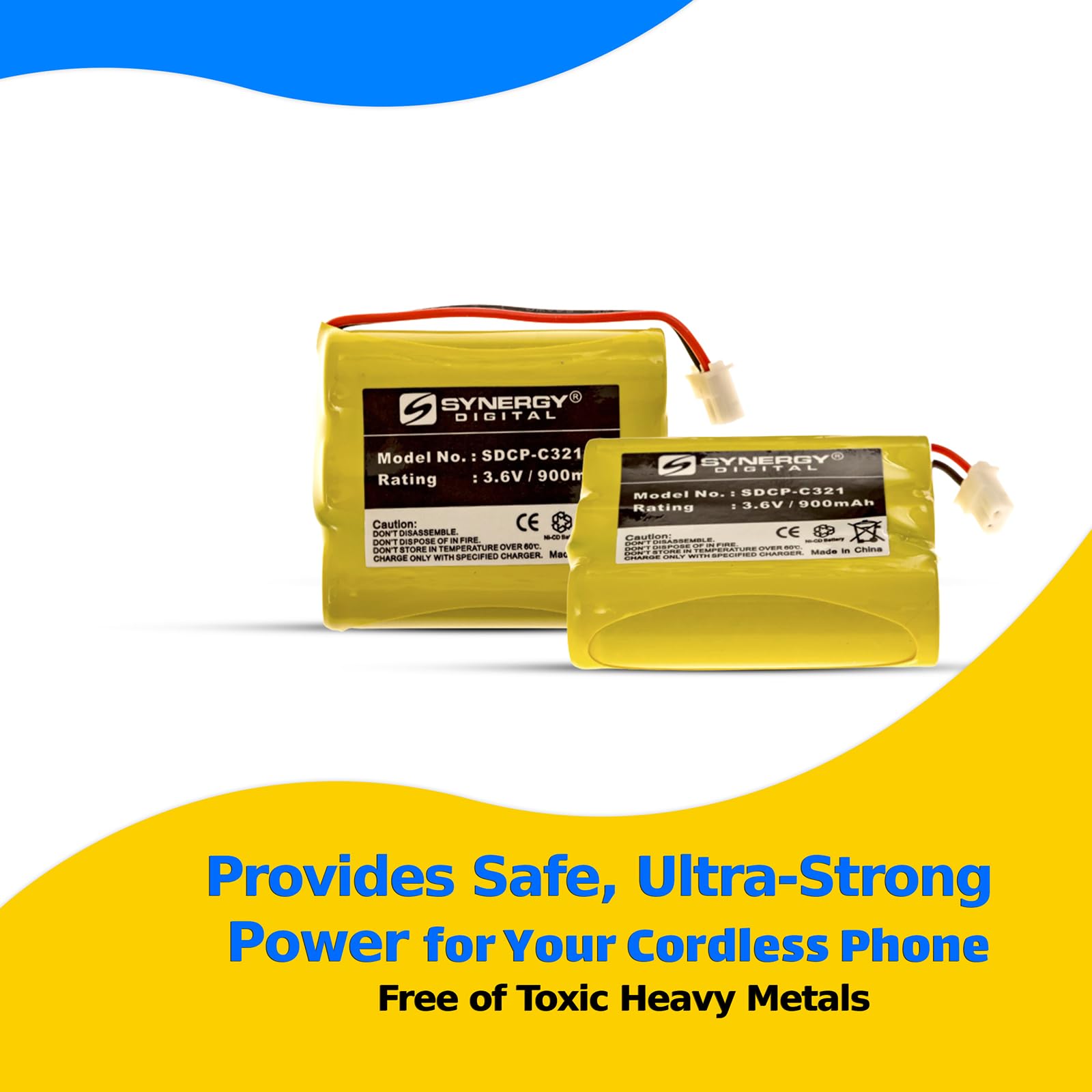 **Synergy Digital Cordless Phone Batteries - 2 Pack, 3.6V 900mAh Ni-CD Rechargeable Batteries for Vtech 3N-600AACL & Sony BP-T23 Replacement - Perfect for Home, Office, and Long-Lasting Cordless Phone Use**