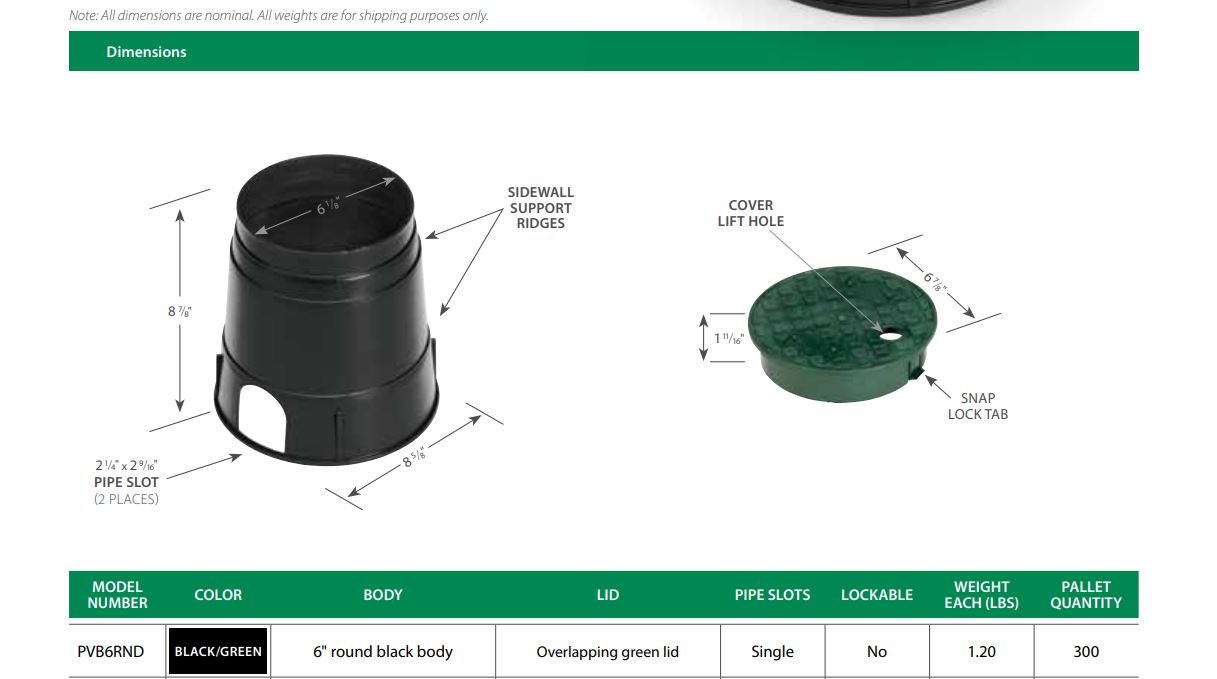 Rainbird PVB6RND 6 Round Valve Box - 6