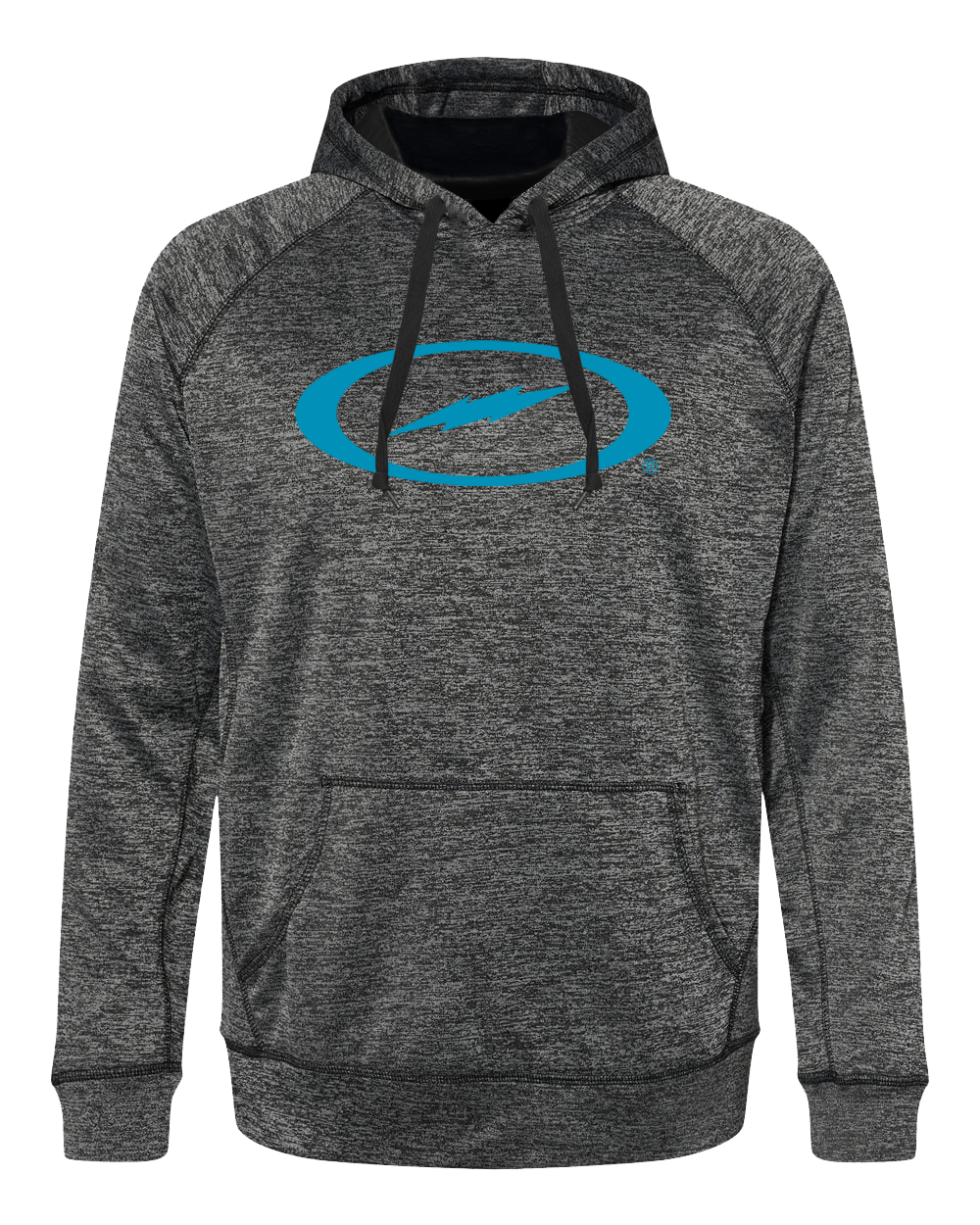 Storm Oval Bolt Electric Blue Performance Hoodie - Lightweight & Moisture-Wicking for Running, Gym & Outdoor Activities