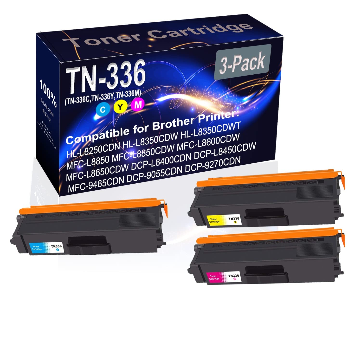 High-Capacity 3-Pack (Cyan, Yellow, Magenta) Replacement Toner Cartridge for Brother HL-L8250CDN & HL-L8350CDW Printers - Compatible with TN336/TN-336 Series (TN-336C, TN-336Y, TN-336M) - Perfect for Office Printing, Graphic Design & High-Volume Documents
