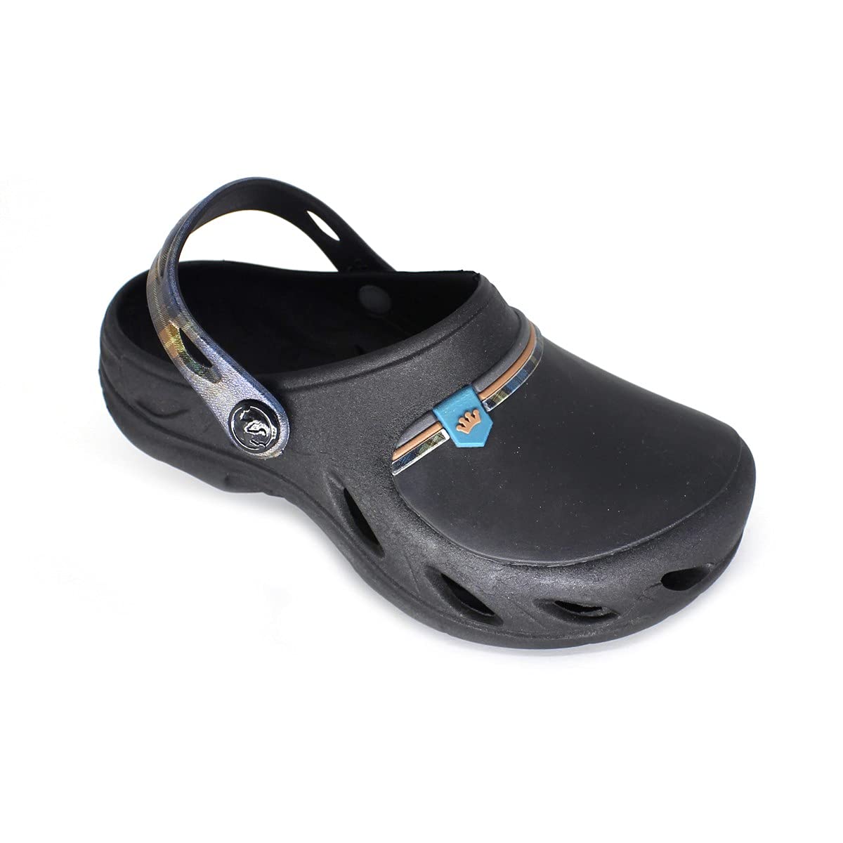 Plugt Boys Clogs Ventor Kids Plaid Black Slip-On Water Shoes - Durable Beach Pool Garden Clogs for Kids, Perfect for Outdoor Play and Water Activities