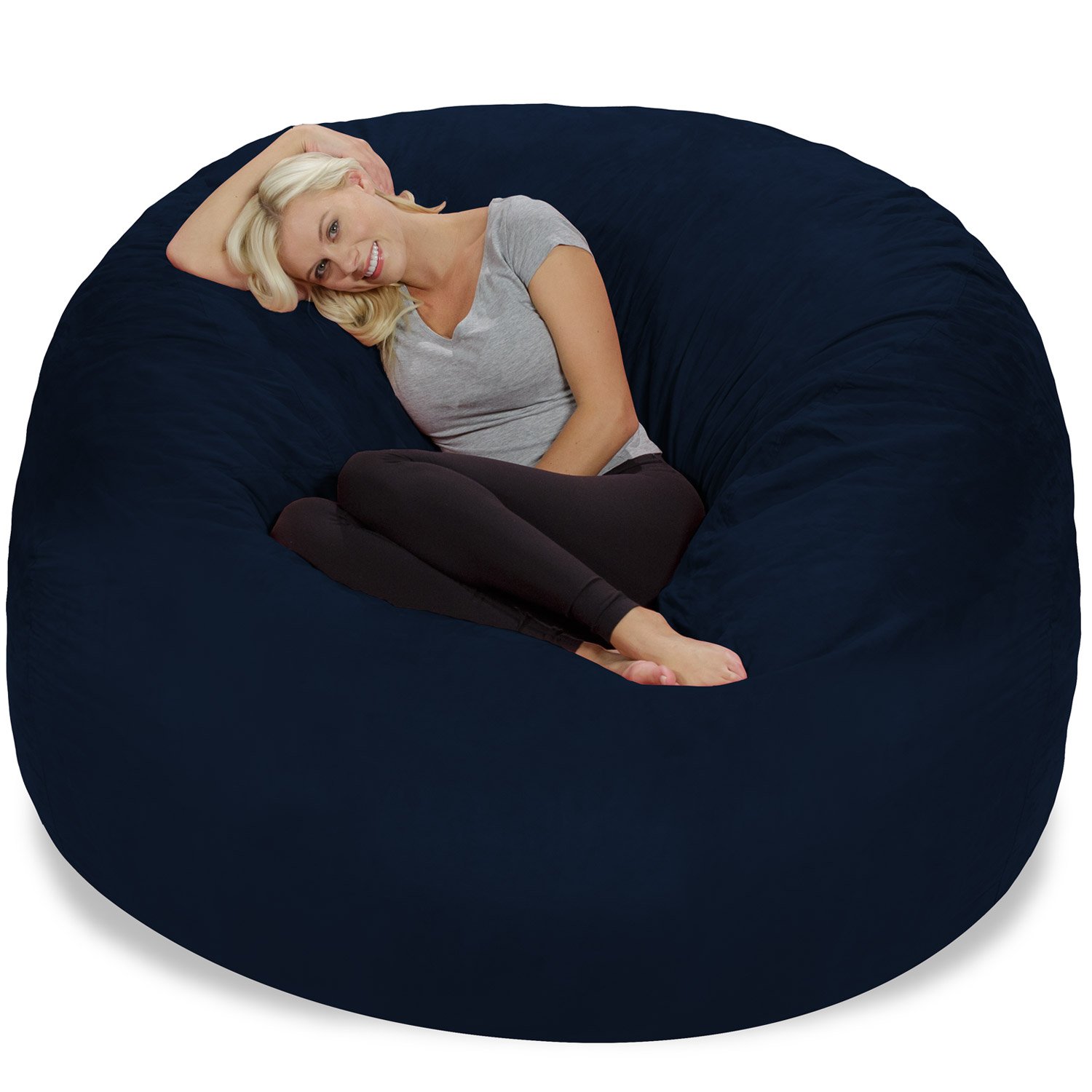 Chill Sack Giant 6' Memory Foam Bean Bag Chair - Oversized Sofa with Soft Microfiber Cover (Navy Blue) for Living Room, Game Room & Dorm Relaxation