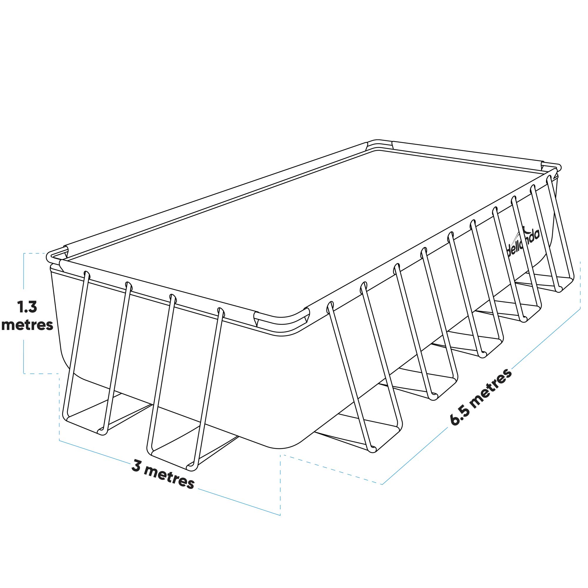 Dellonda 21ft Deluxe Rectangular Steel Frame Swimming Pool with Step Ladder & Filter Pump DL150 - Perfect for Backyard Family Fun, Summer Parties & Outdoor Relaxation