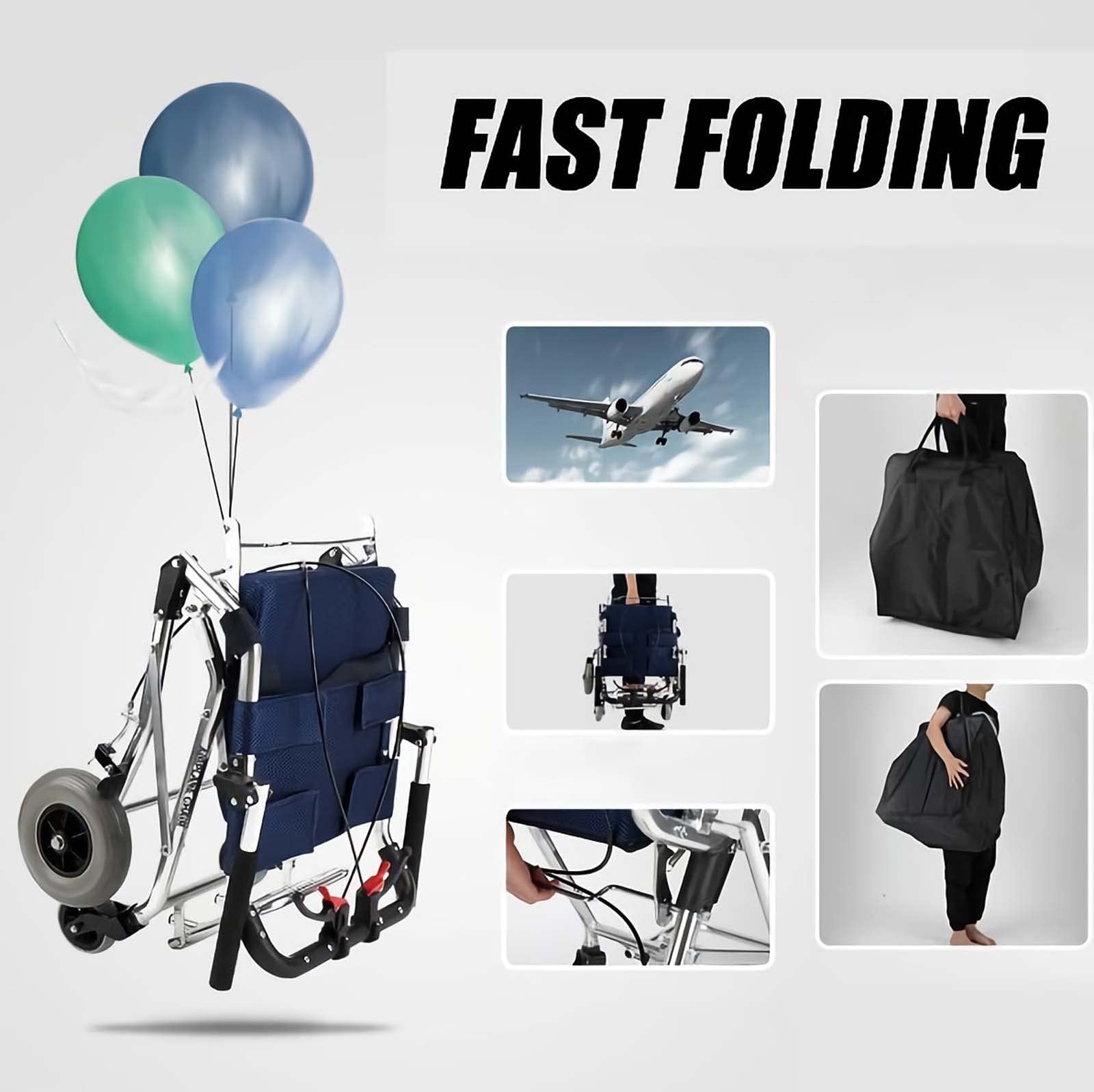 Lightweight Folding Wheelchair for Adults - Compact Aluminum Self-Propelled Travel Wheelchair with Carry Bag | Portable Mobility Aid for Home, Travel & Daily Use