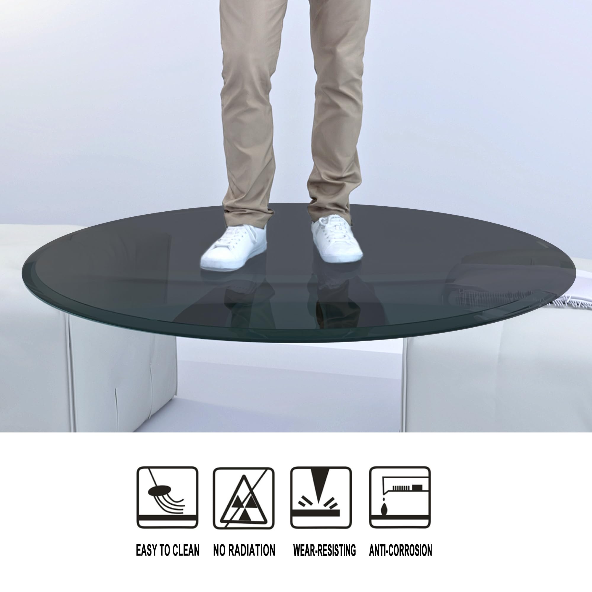 36 Inch Round Tempered Glass Table Top - 1/4