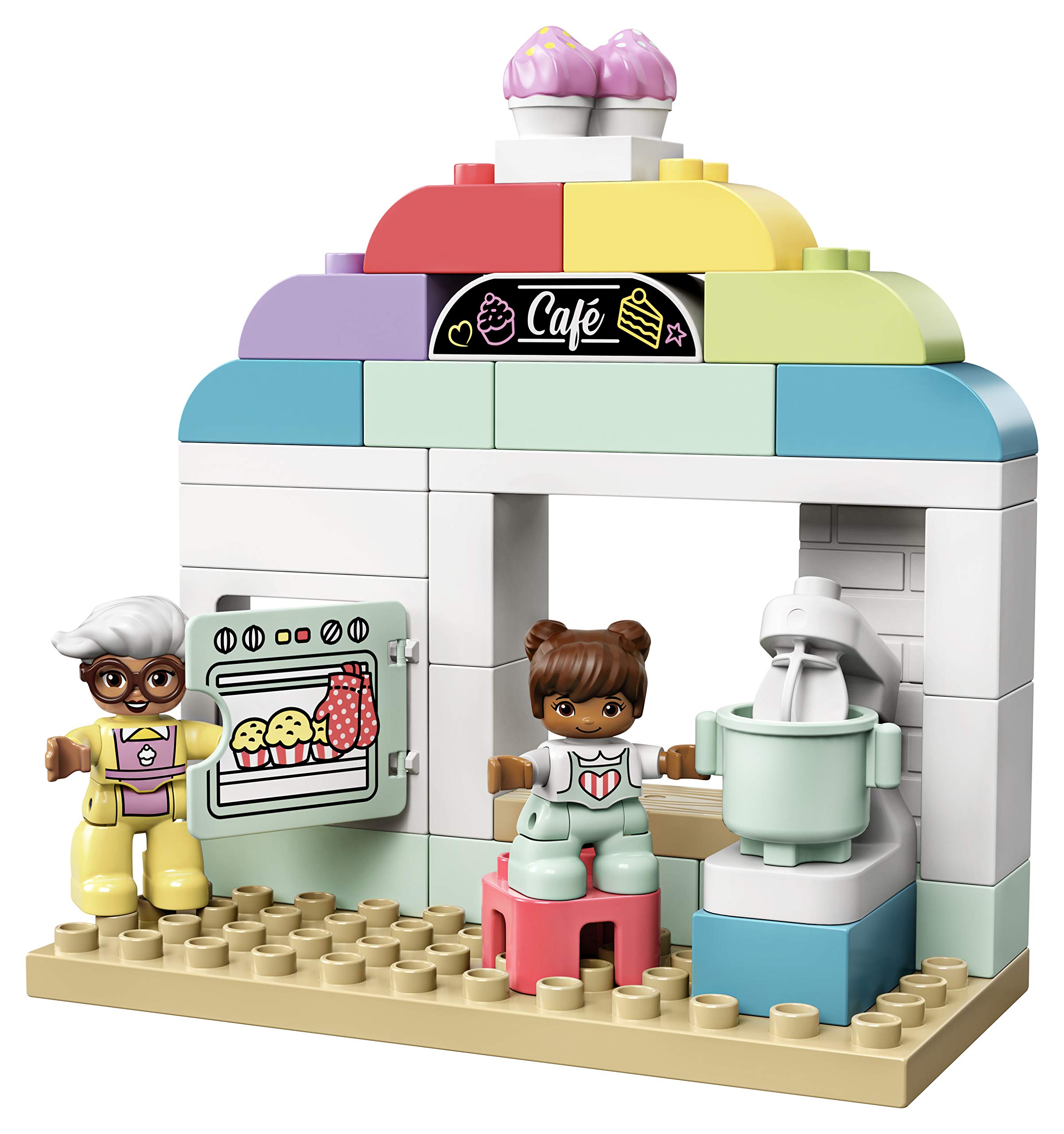 LEGO 10928 DUPLO Town Bakery Playset with Coffee Van & Cake Toys, Large Building Blocks for Kids Ages 2+ | Pretend Play, Birthday Gift, Early Learning Toy