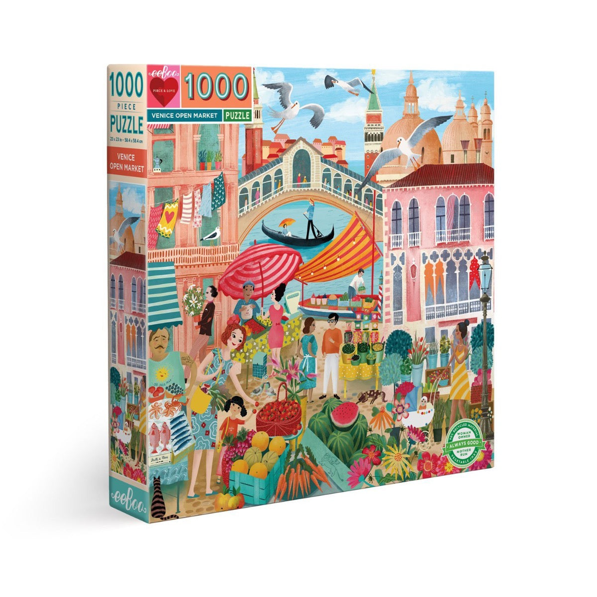 eeBoo 1000 Piece Jigsaw Puzzle - Venice Open Market Scene | Premium Quality Puzzle for Adults & Families | Perfect for Relaxation, Home Decor & Gift Giving