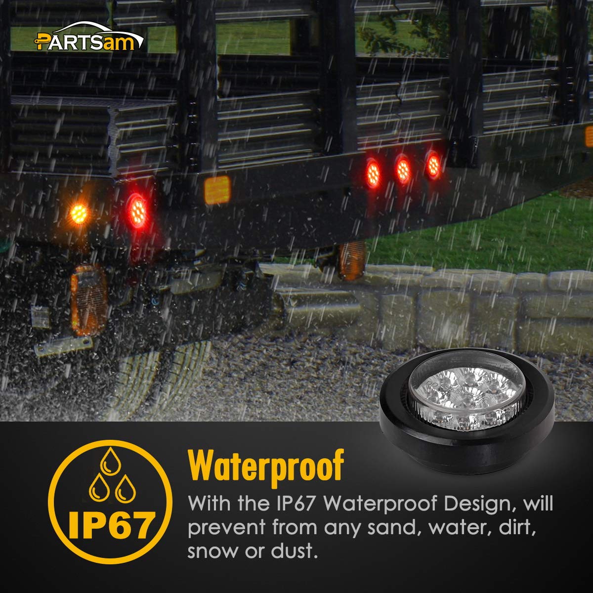 Partsam 5x 2 Inch Red LED Marker Lights - 9 LED Round Clearance Lights with Grommet & Pigtail for Trailers, Trucks, RVs & Campers - Clear Lens - Durable Cab Panel Lights for Nighttime Visibility & Safety