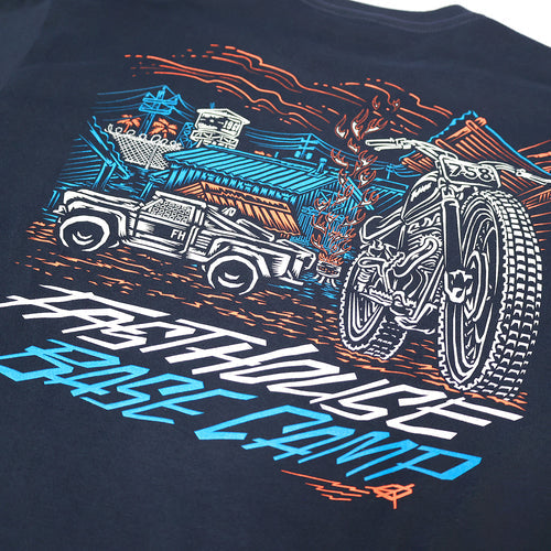 Base Camp Short Sleeve T-Shirt for Men - Comfortable Navy Blue Cotton Tee - Perfect for Hiking, Camping & Outdoor Adventures