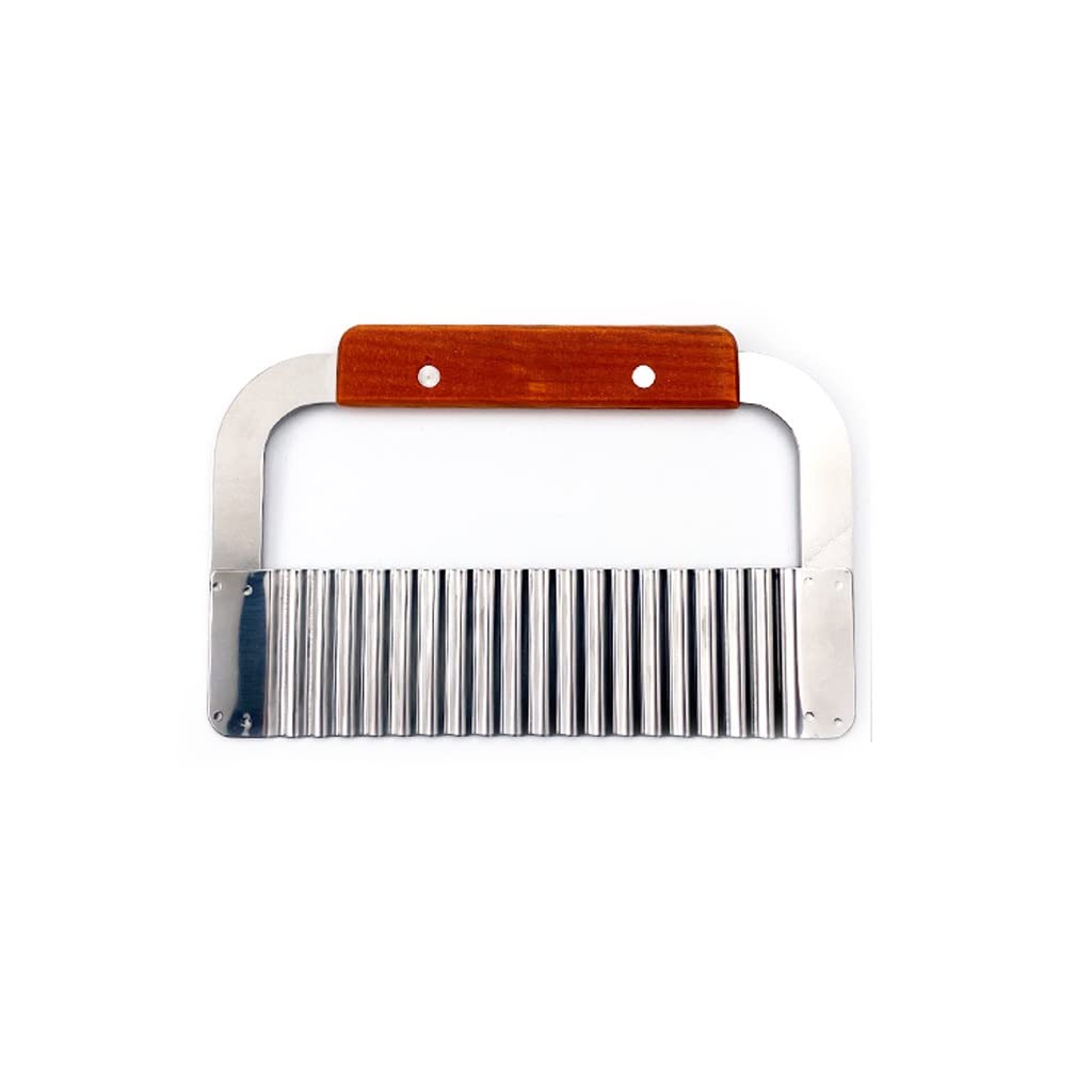 Stainless Steel French Fry Slicer - Wave & Wolf Tooth Potato Knife for Perfect Homemade Fries | Kitchen Gadget for Crispy Chips, Wedges & Waffle Fries | Ideal for Restaurants, Food Trucks & Home Cooking (Size A)