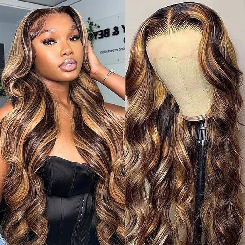 Eullair 28 Inch Body Wave Human Hair Wig with 13x4 Lace Frontal - Natural Wavy Colored Wig for Fall | Affordable & Cost-Effective Choice | Perfect for Daily Wear, Cosplay, and Special Occasions