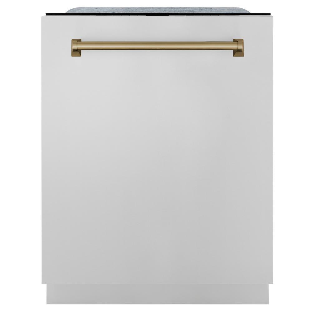 ZLINE Autograph Edition 48-inch Stainless Steel Kitchen Package - Dual Fuel Range, Range Hood, Dishwasher & Refrigerator with External Water Dispenser in Champagne Bronze (4AKPR RARHDWM48 CB) | Premium Kitchen Appliances for Modern Homes & Professional Chefs