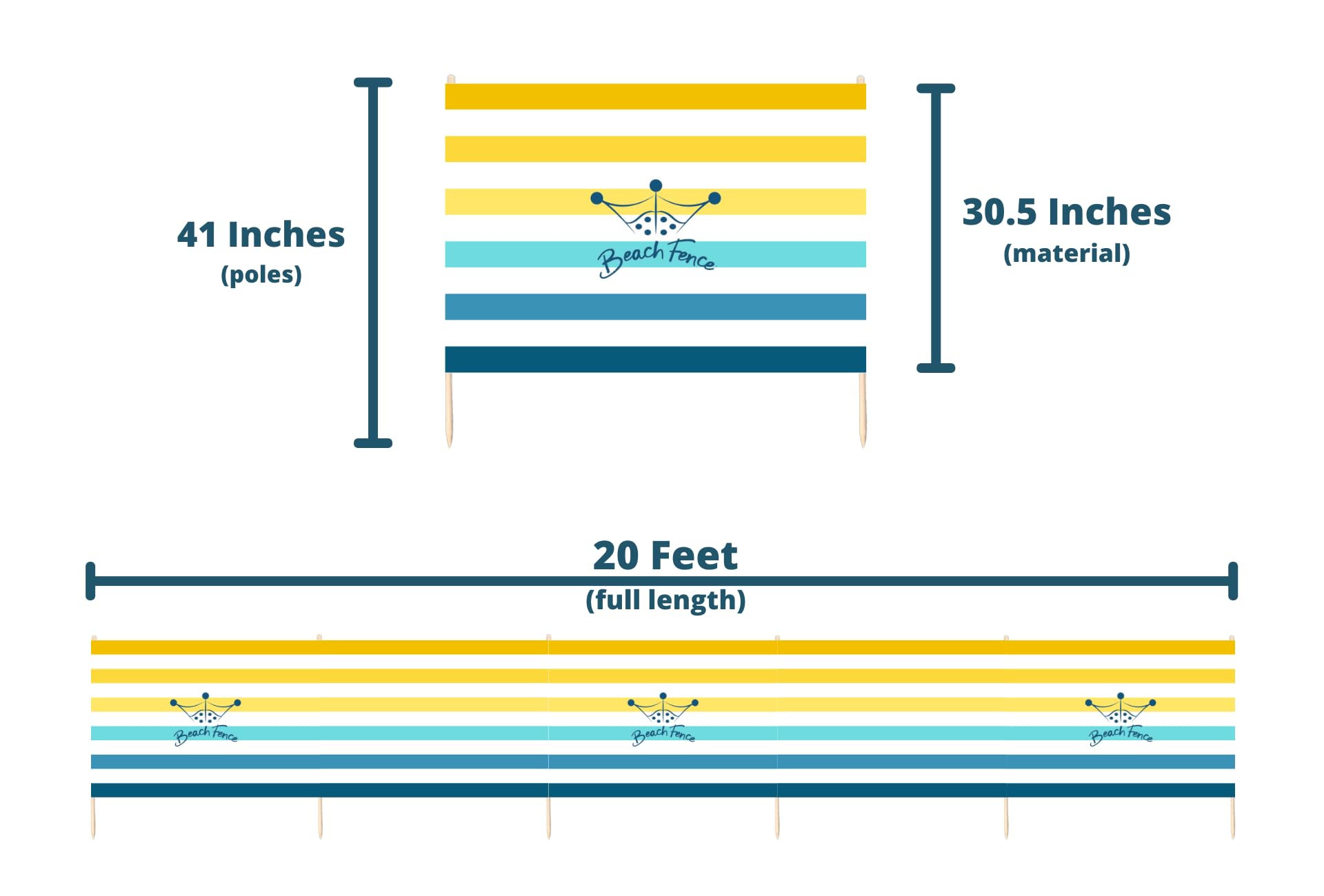 Premium 20ft Beach Windscreen Privacy Fence - Windproof Sand Barrier with Carry Bag & Rubber Mallet | Sunset Design for Oceanfront Protection, Backyard Parties & Camping Privacy