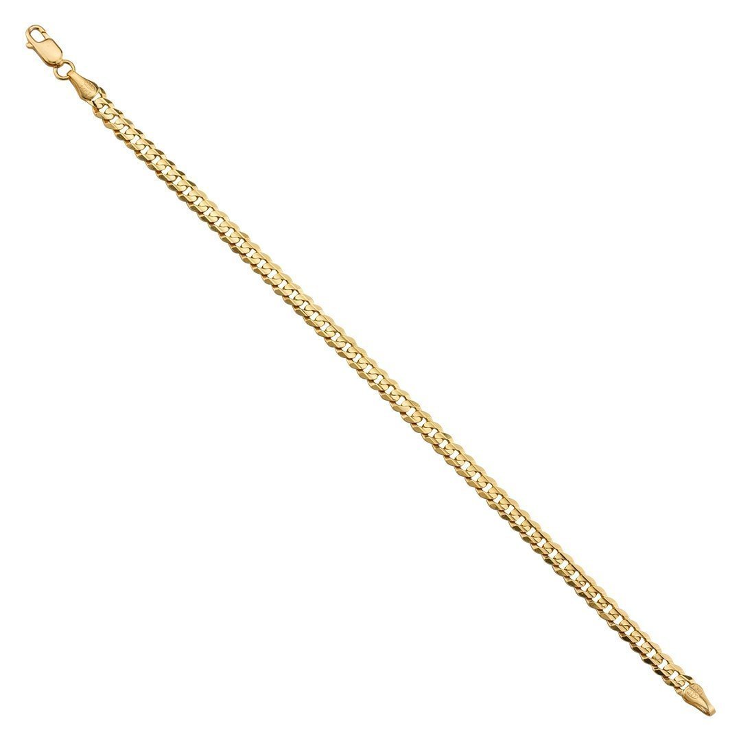 14K Yellow Gold Curb Link Bracelet 4.5mm Wide - Elegant Dainty Chain Bracelet for Women, Perfect for Everyday Wear, Gift Giving & Special Occasions