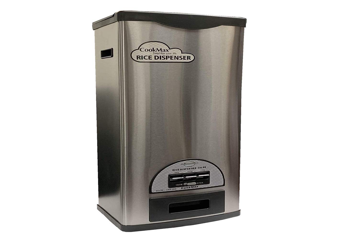 Modern Minimalist 30lbs Stainless Steel Rice Dispenser - 12x8x19 Inches with Precise Measurement (100g/150g/250g) - Perfect for Kitchen Pantry Organization & Bulk Food Storage