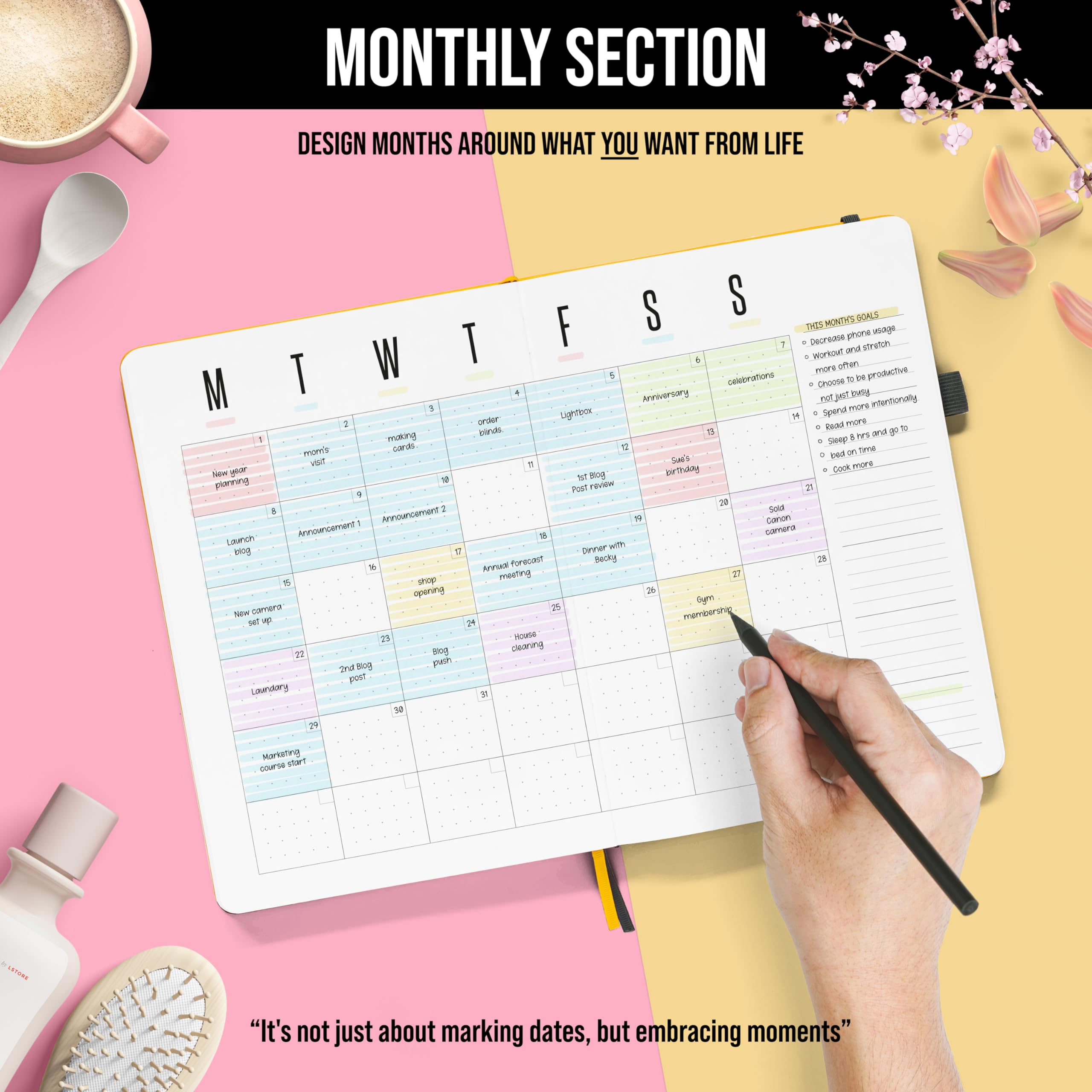 2025 Daily Planner (Undated) - B5 Dot Grid Notebook for Personal & Professional Use | All-in-One Organizer with Weekly/Monthly/Yearly Views | Perfect for Work, School, Goal Tracking & Productivity | Ideal for Office, Home & Academic Planning