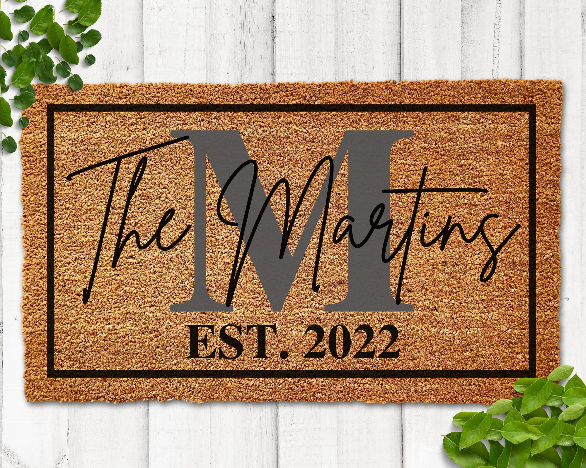 Custom Personalized Wedding Gift - Monogrammed Last Name Doormat for Couples | Family Name Welcome Mat | 18