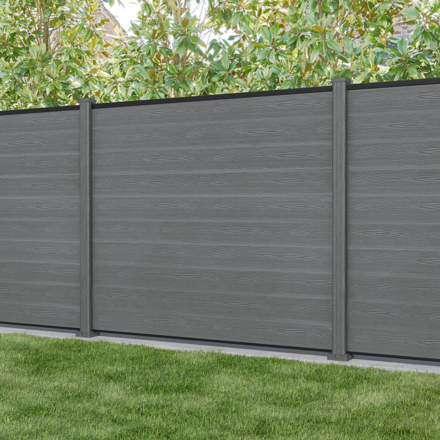 Classic Composite Fence Panel - Mid Grey Color with Durable Posts | Perfect for Backyard Privacy & Garden Landscaping