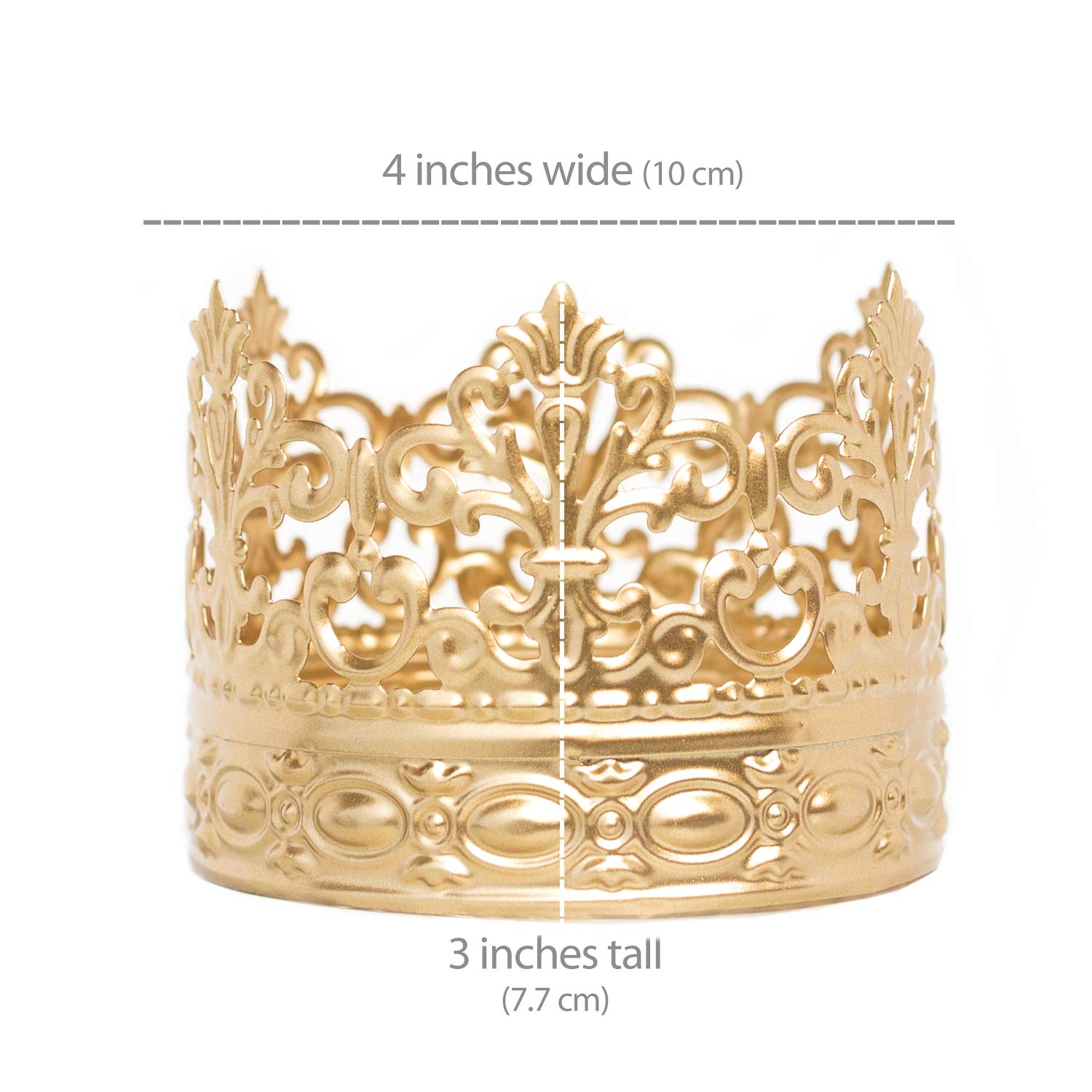 Gold Crown Cake Topper for Wedding Cakes - Small Princess Party Decorations - Alice in Wonderland Theme - Perfect for Birthday, Bridal Shower & Anniversary Celebrations