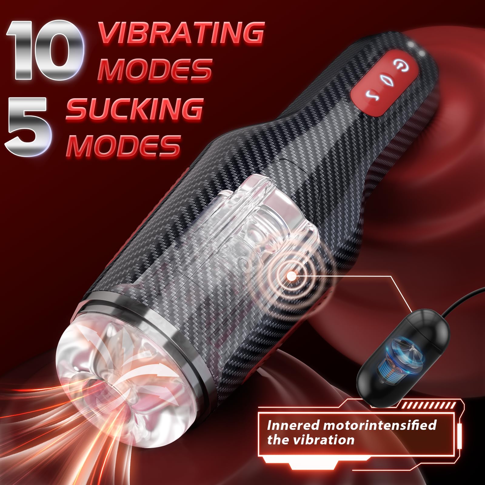 Upgraded Automatic Male Masturbator with Heating - 5 Suction & 10 Vibration Modes, Hands-Free Realistic Pocket Pussy Stroker for Men | 3D Textured Blowjob Sex Toy for Solo Pleasure & Couples Play