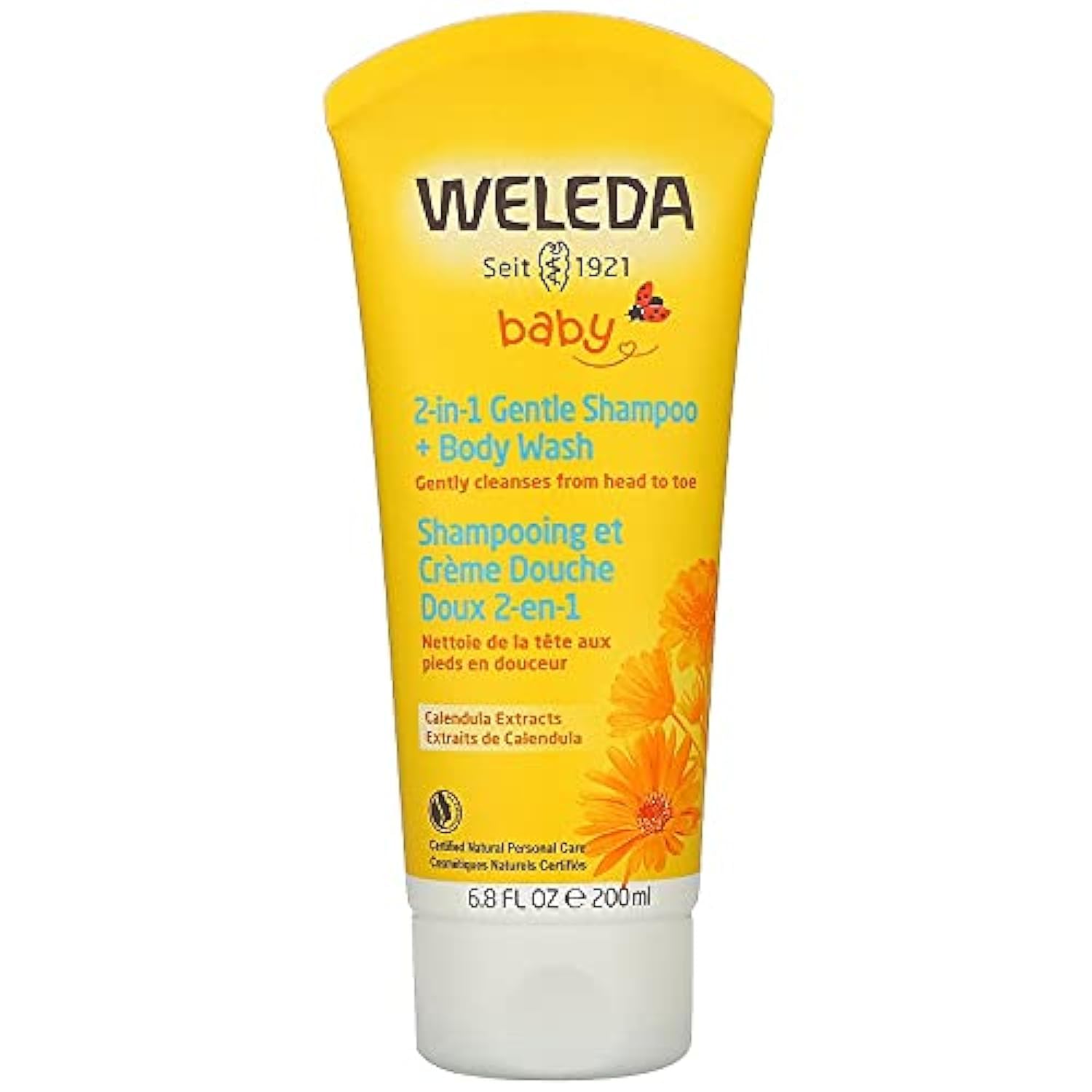 Weleda Calendula Baby Shampoo & Body Wash - 200ml (Pack of 2) | Organic & Gentle for Newborns & Sensitive Skin | Perfect for Bath Time & Daily Care