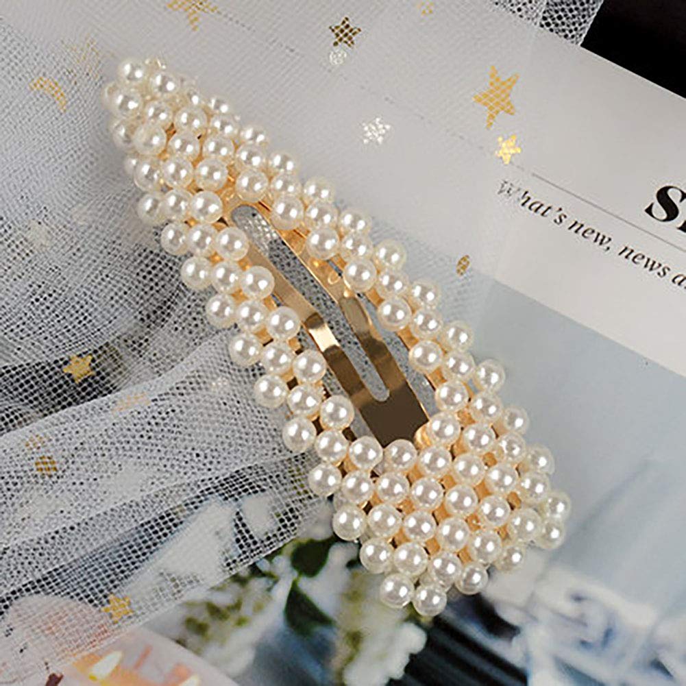Fodattm 2PCS Sweet Imitation Pearl Hair Clips - Elegant Drop-shaped Gold Alloy Hairpins for Women | Perfect for Weddings, Parties & Everyday Hair Accessories