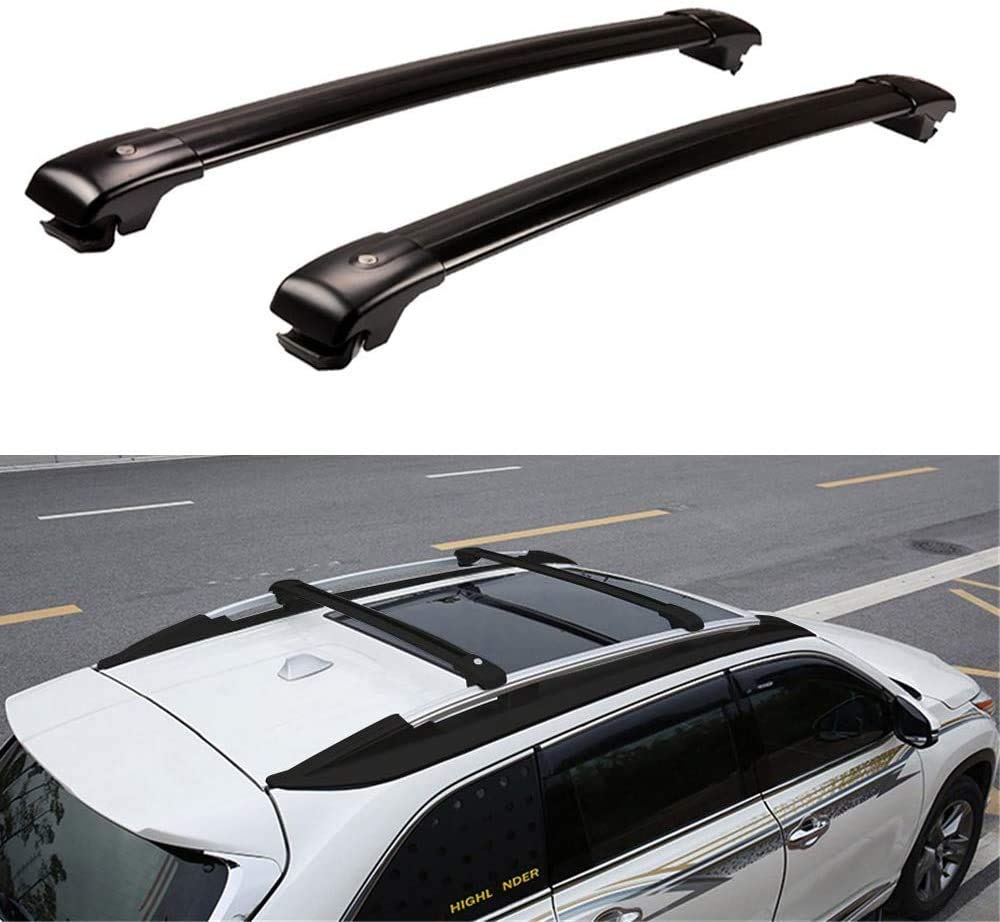 2Pcs Universal Black Roof Rack Cross Bars for Toyota Highlander & Kluger 2014-2019 - Heavy Duty Cargo Carrier Kit for SUV Luggage, Bikes, Kayaks & Outdoor Gear - Perfect for Road Trips & Adventure Travel