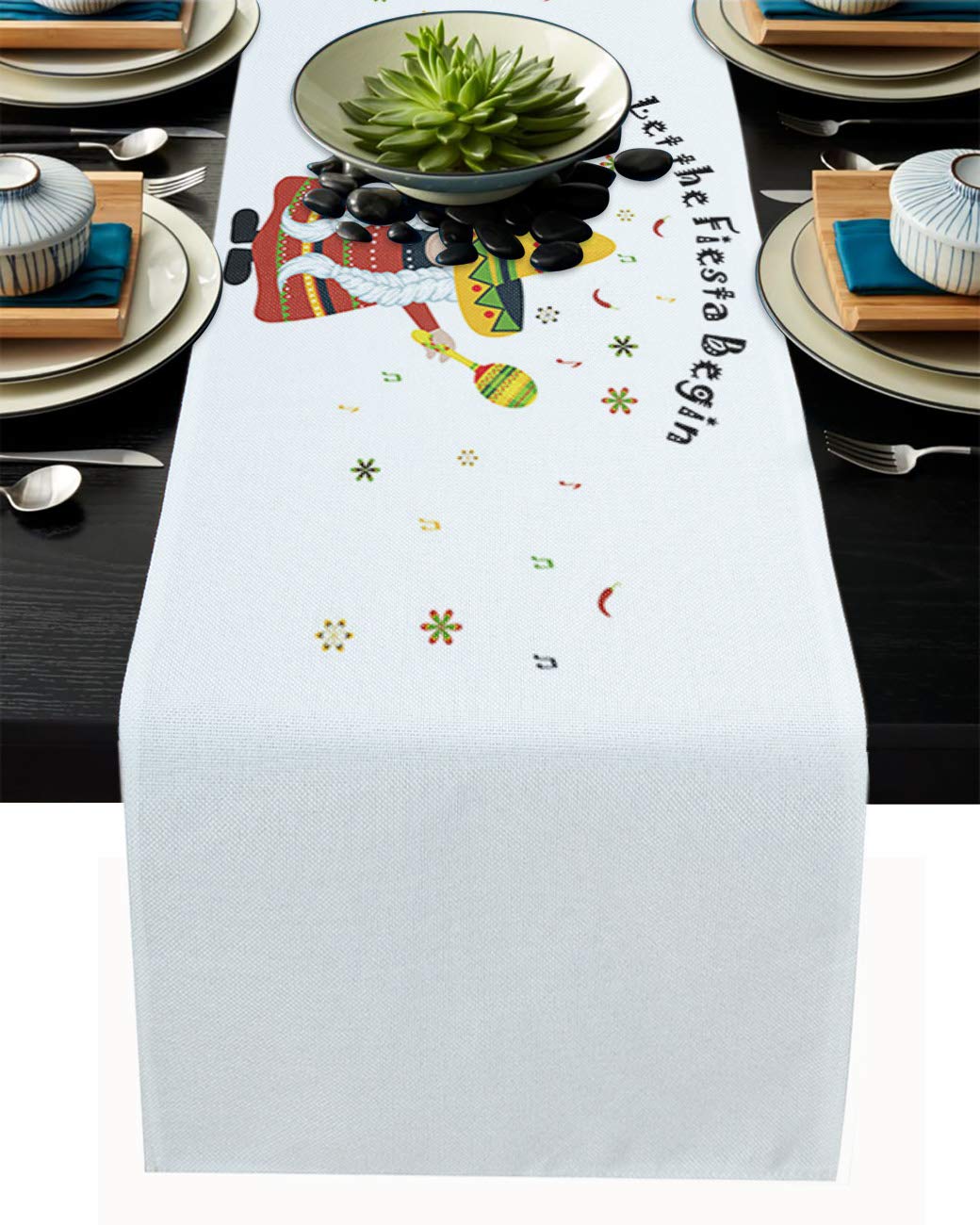 108 Inch Long Mexican Cinco de Mayo Table Runner - 13x108in Decorative Kitchen & Dining Table Cover for Parties, Home Decor | Perfect for Holiday Celebrations, Dinner Parties & Festive Gatherings