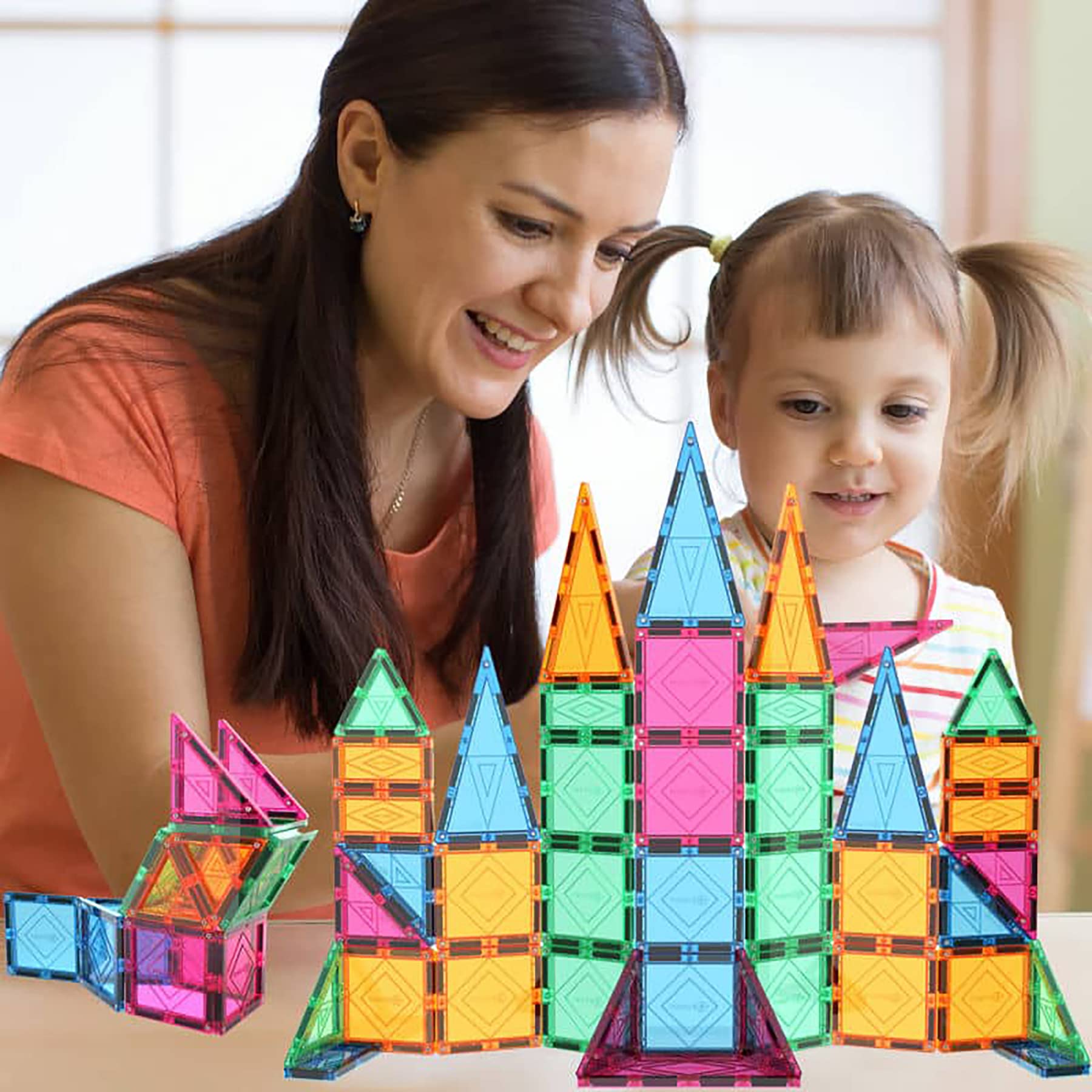 MagVision 34-Piece Magnetic Building Tiles Set - STEM Educational Toys with Extra Strong & Safe Magnets for Kids Ages 3+ | Creative Construction, Early Learning & Sensory Play for Toddlers & Preschoolers