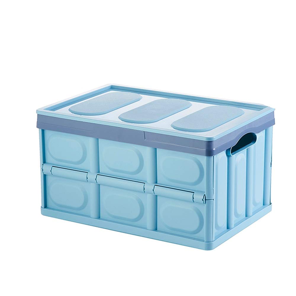 Foldable Storage Box with Lid - 55L Large Capacity for Clothes, Toys & Trash | Multi-Purpose Organizer for Home, Office & Dorm | Blue Collapsible Storage Basket (Xiaomei Shelves)