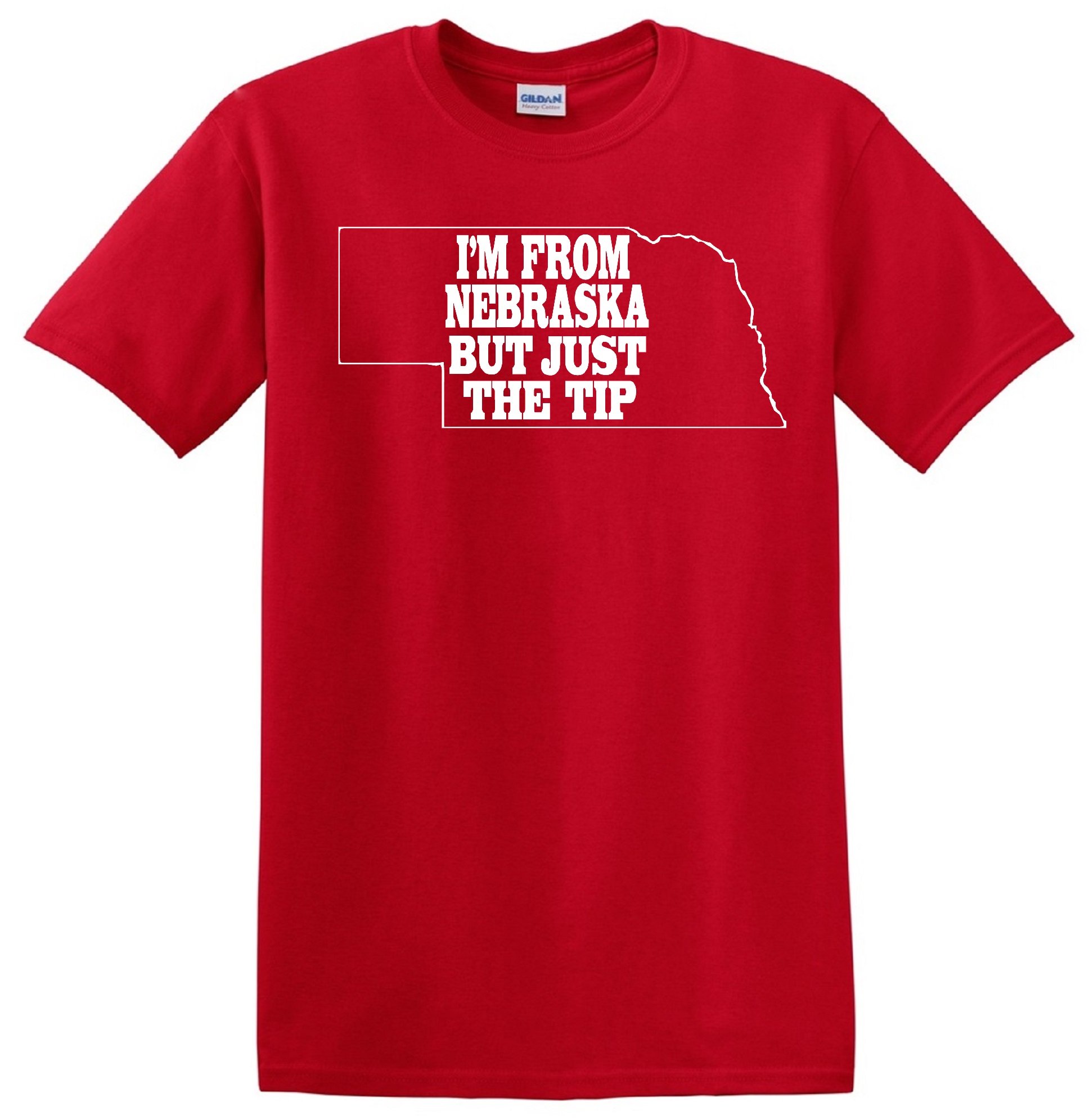 Nebraska JUST The TIP RED T-Shirt - Funny Sarcastic Graphic Tee for Men & Women - Perfect for Game Day, Parties & Casual Wear