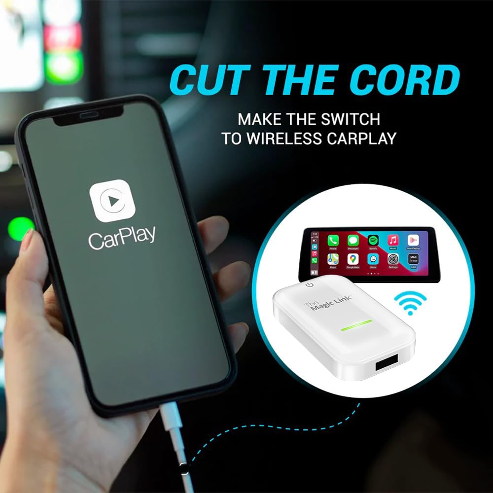 Original Wireless CarPlay Adapter - Magic Link Dongle for iPhone | Convert Wired to Wireless CarPlay | Seamless Wireless Control | Compatible with US Cars | White | Perfect for Commuting, Road Trips & Hands-Free Driving