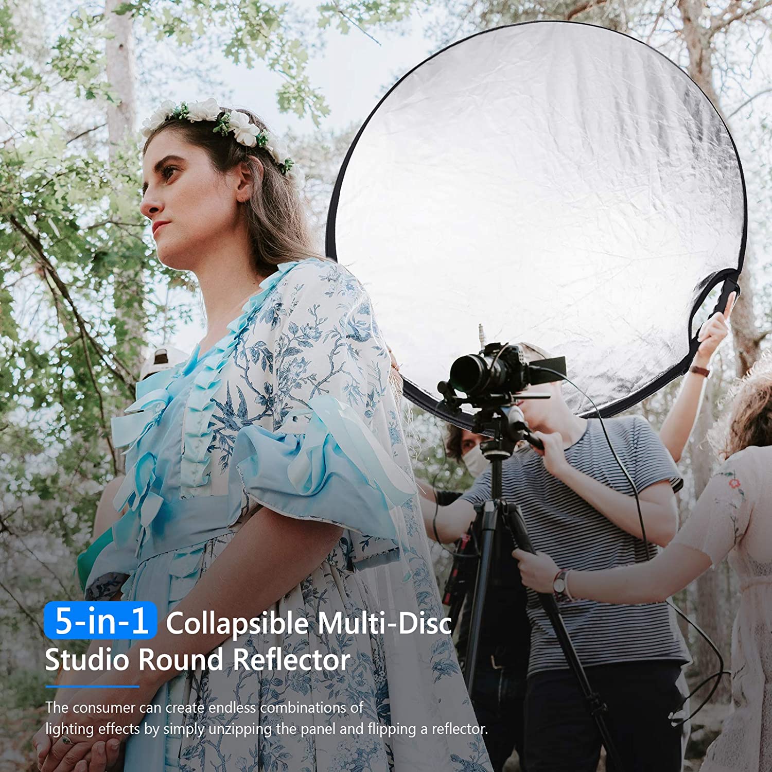 NEEWER 5-in-1 80CM/110CM Collapsible Round Light Reflector with Grip - Professional Photography Lighting Accessory for Portraits, Product Shoots & Outdoor Photography