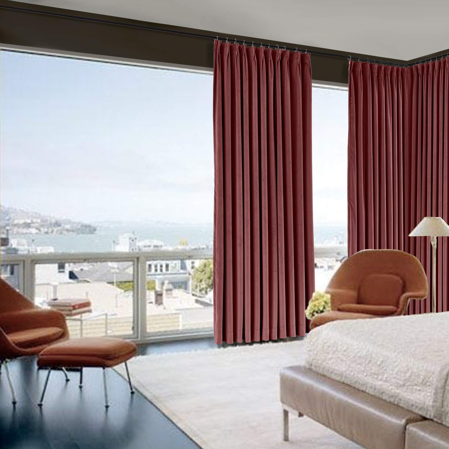 Premium Soft Velvet Blackout Curtains - Extra Wide 120x96 Inch Thermal Insulated Room Divider Drapes for Bedroom & Living Room Window Treatment (Burgundy, 1 Panel) - Perfect for Home Theater, Nursery & Light Control