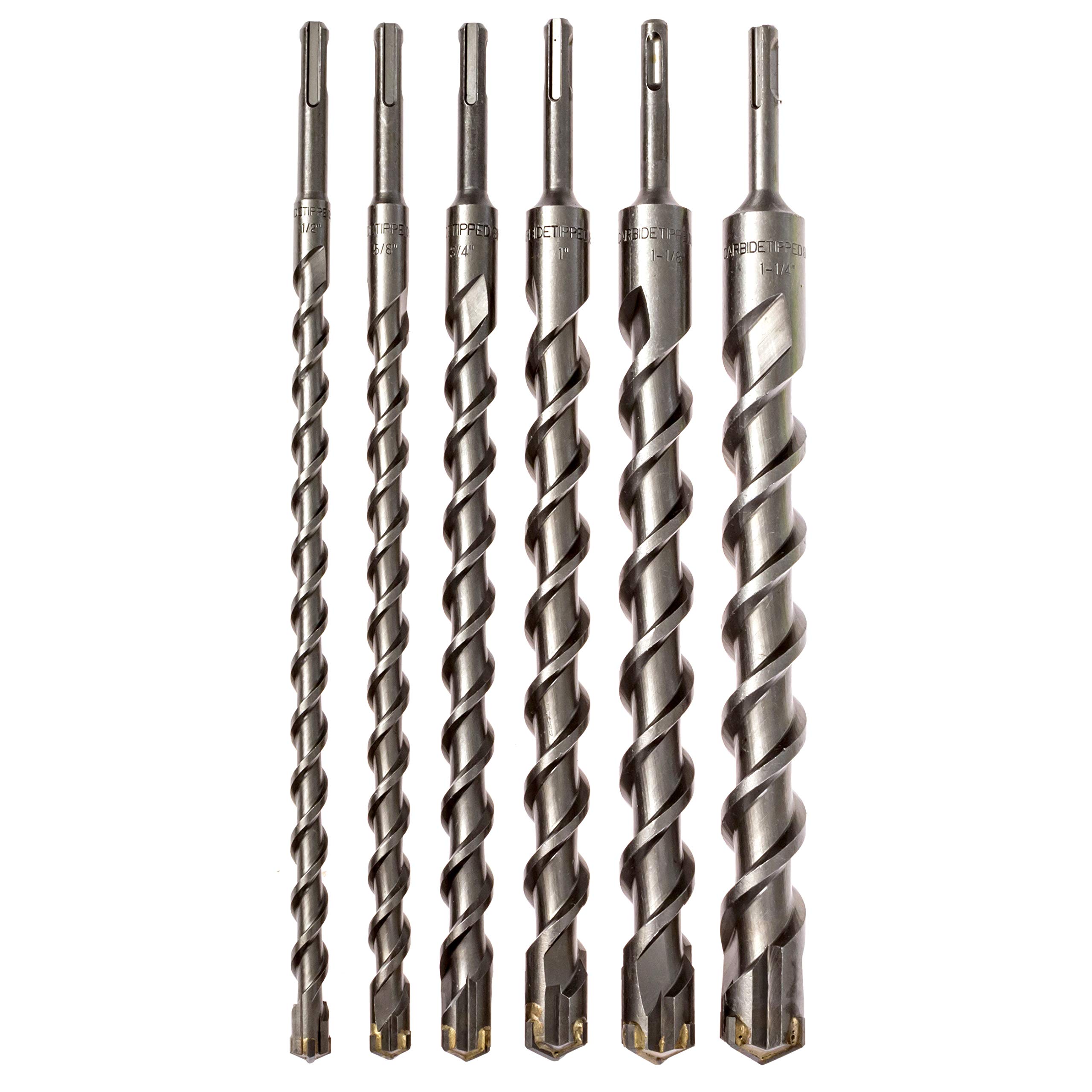 6-Piece Carbide Tipped Masonry Drill Bit Set - SDS Plus Shank for Concrete, Brick & Stone - Perfect for Construction, Home Renovation & DIY Projects