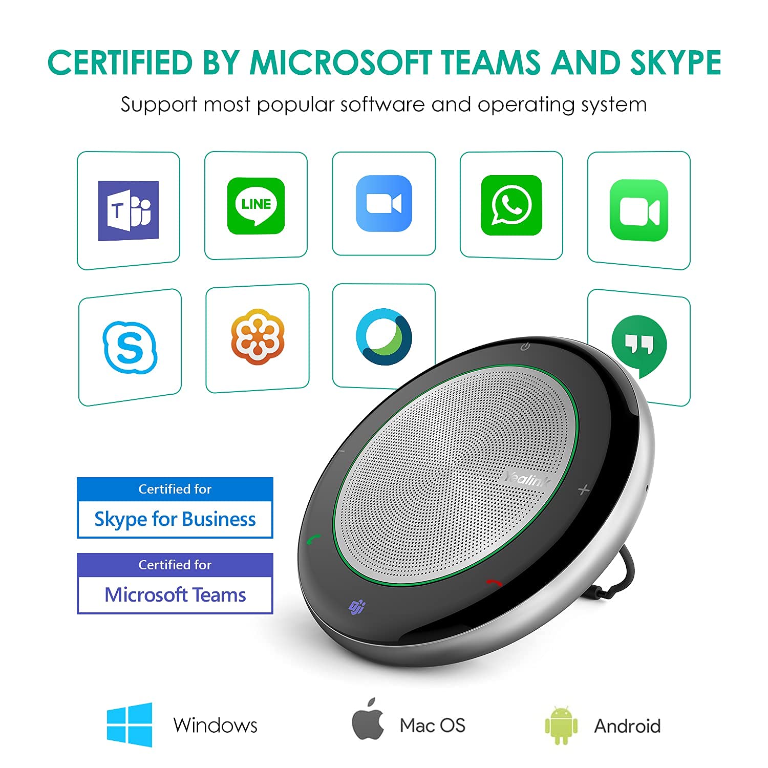 Yealink CP700 Bluetooth Speakerphone - Teams Certified USB Conference Microphone with Full Duplex & Noise Reduction, 360° Voice Pickup for Home Office (No Dongle Included) | Perfect for Remote Meetings, Video Calls & Conference Rooms