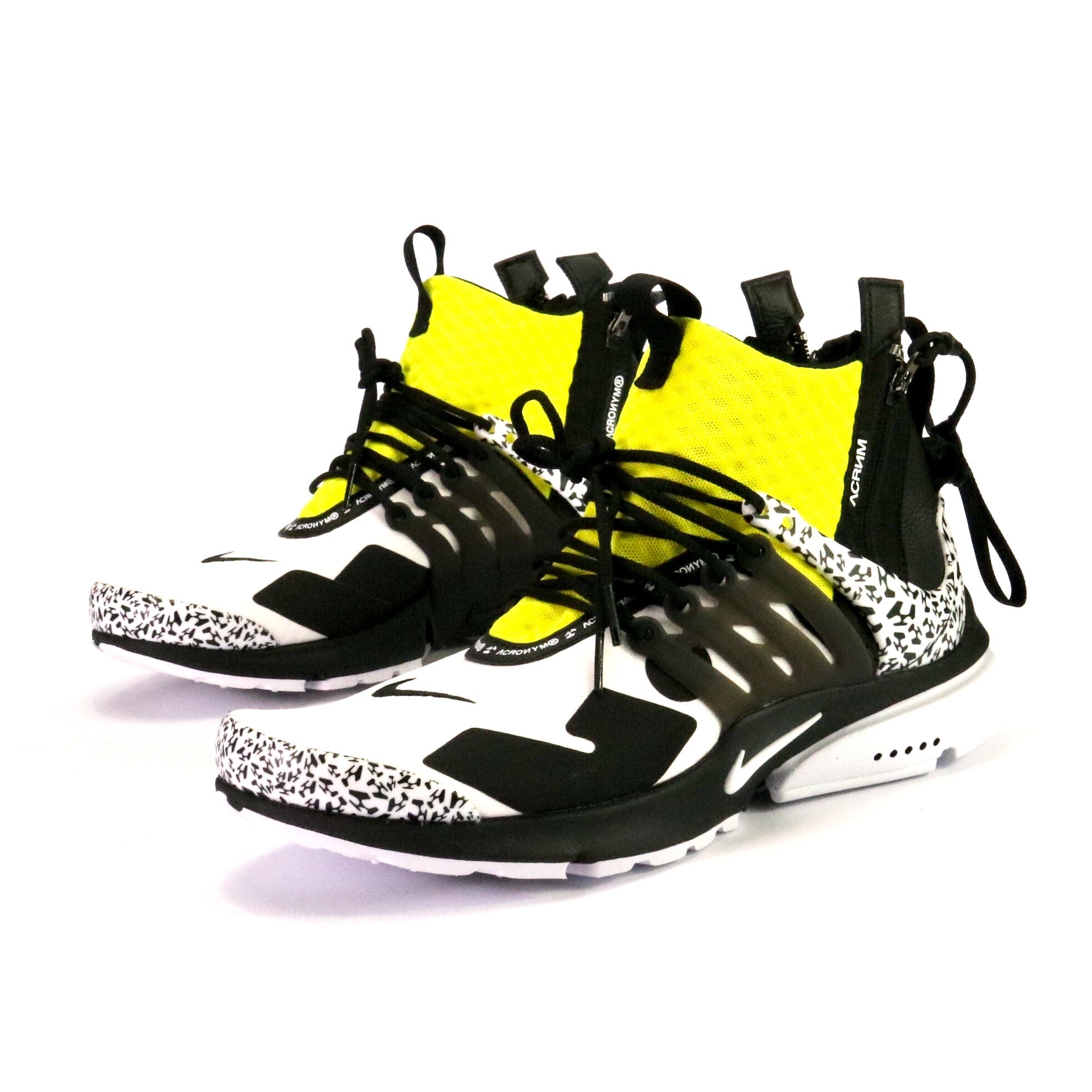 Nike Air Presto Mid Acronym Sneakers - White/Black/Dynamic Yellow - Comfortable Running & Casual Shoes for Men | Perfect for Urban Streetwear & Gym Workouts