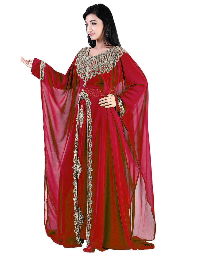 Elegant Red Georgette Heavy Farasha Dress - Perfect for Weddings, Parties & Special Occasions
