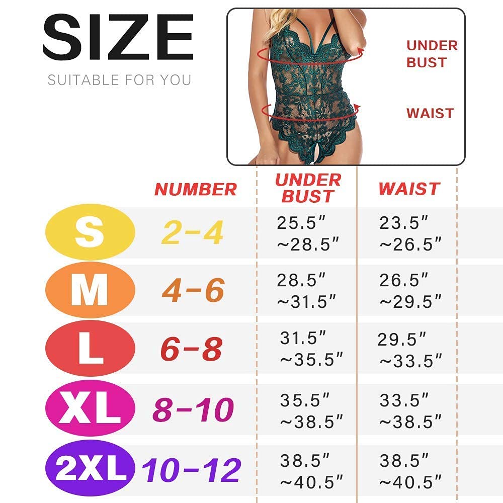 Sexy Lace Teddy Lingerie for Women - Strappy One-Piece Bodysuit & Babydoll - Perfect for Valentine's Day, Honeymoon, and Romantic Nights
