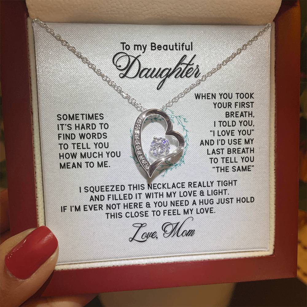 Beautiful Jewelry Necklace for Daughter - Thoughtful Gift from Mom in White or Yellow Gold Finish - Perfect for Birthdays, Graduation & Special Occasions