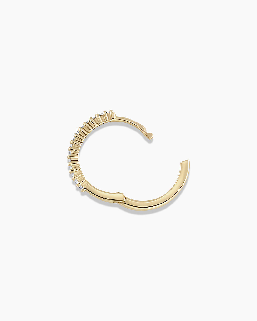 Diamond Pavé Single Huggie Earrings for Women - 14K Gold Plated Hoop Earrings for Everyday Wear & Special Occasions