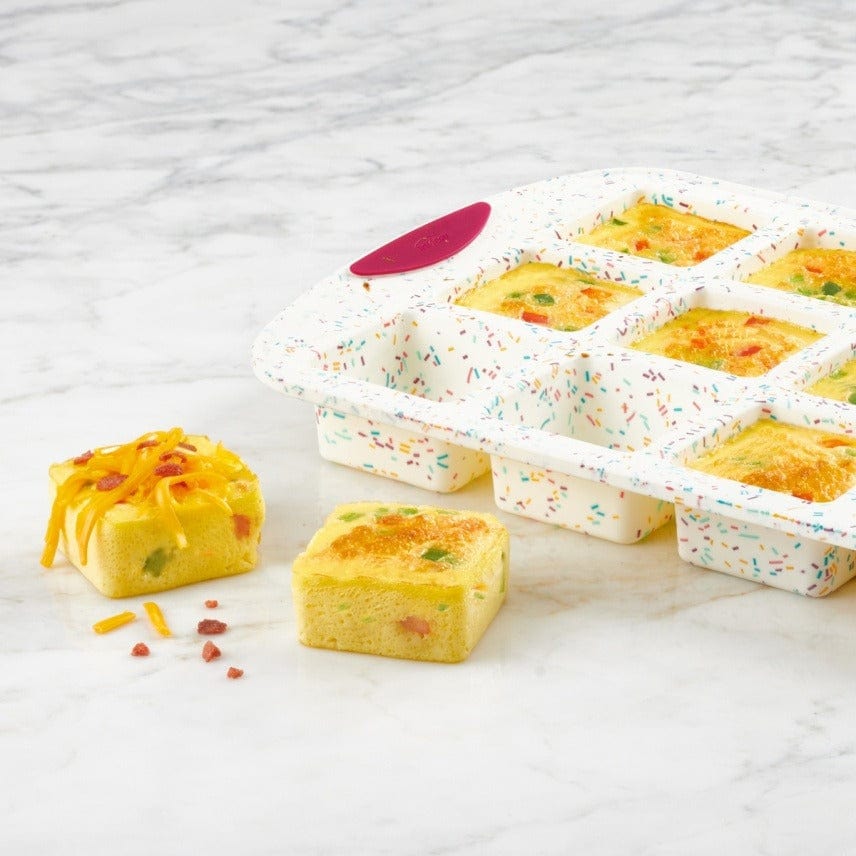 Non-Stick Silicone Brownie Baking Pan Set of 12 - Confetti Design for Perfect Square Brownies & Bars - Ideal for Birthday Parties, Holiday Baking & Homemade Desserts