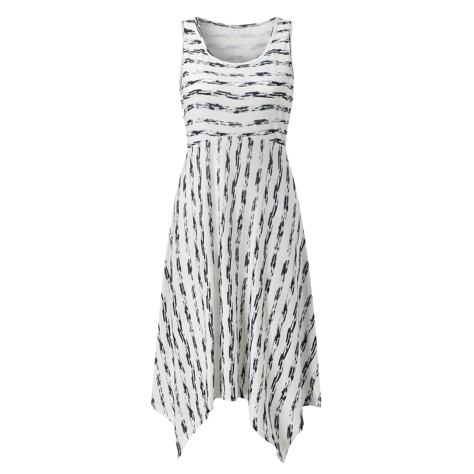 ETHKIA Women's Summer Beach Dress - Sleeveless O-Neck Irregular Hem Long Dress for Seaside Vacation & Casual Outings | Perfect for Beach Parties, Travel, and Summer Getaways