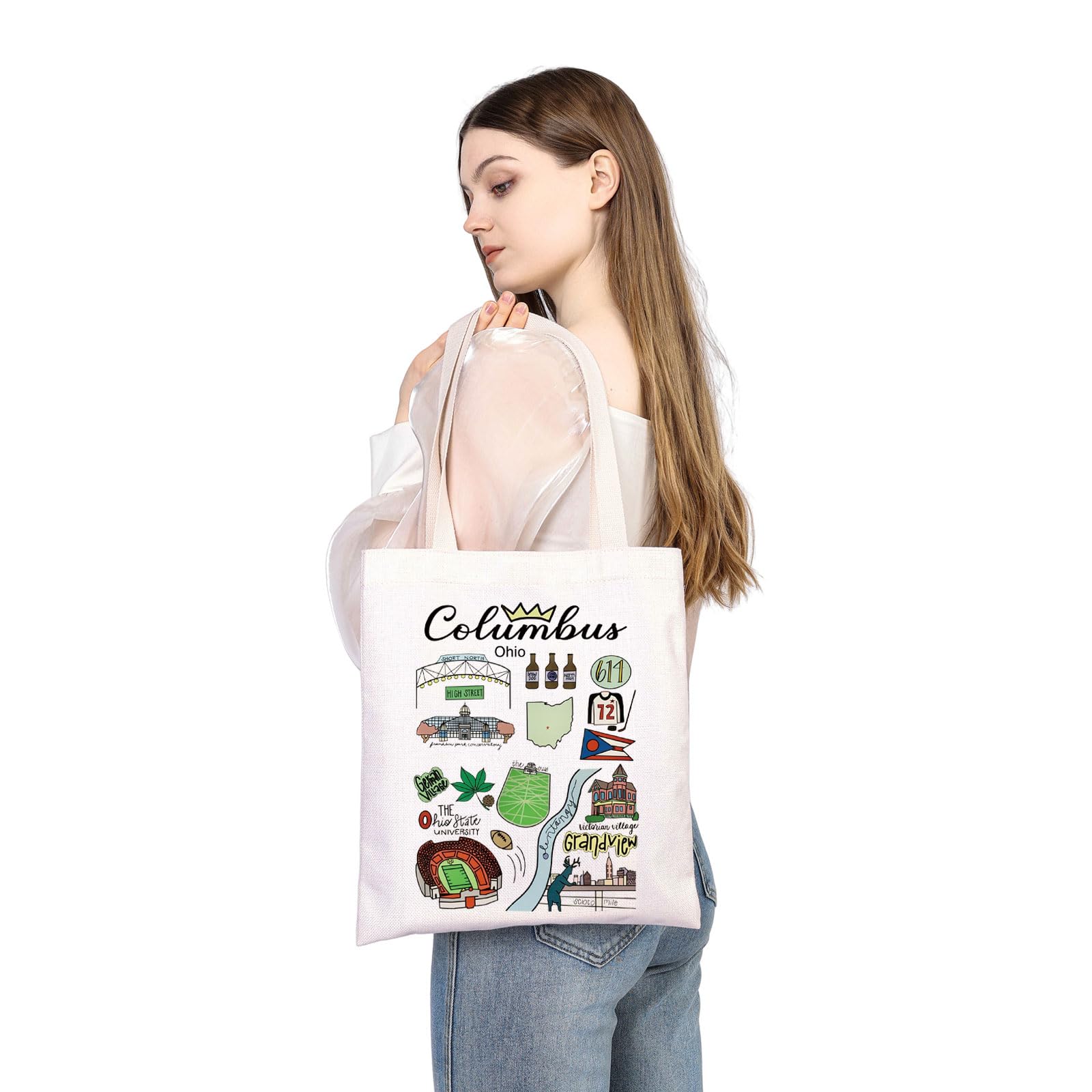 Columbus Ohio Tote Bag - Stylish Travel Souvenir & Shopping Bag with Columbus Skyline Design | Perfect for Groceries, Beach Trips & Ohio State University Gifts