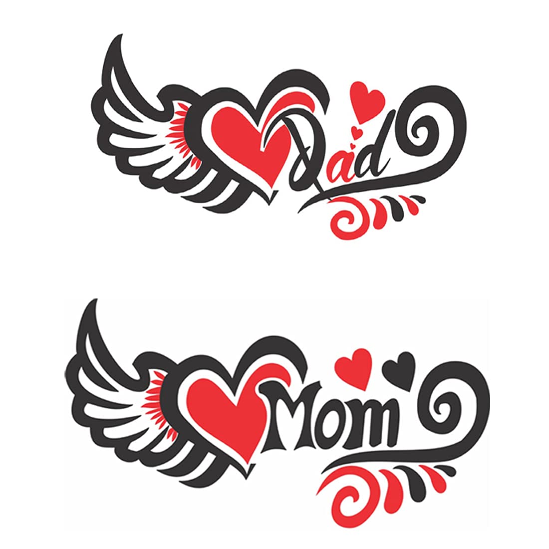Mom with Heart and Wings Temporary Tattoo - Waterproof Fake Tattoos for Boys & Girls - Perfect for Parties, Halloween, and Family Events