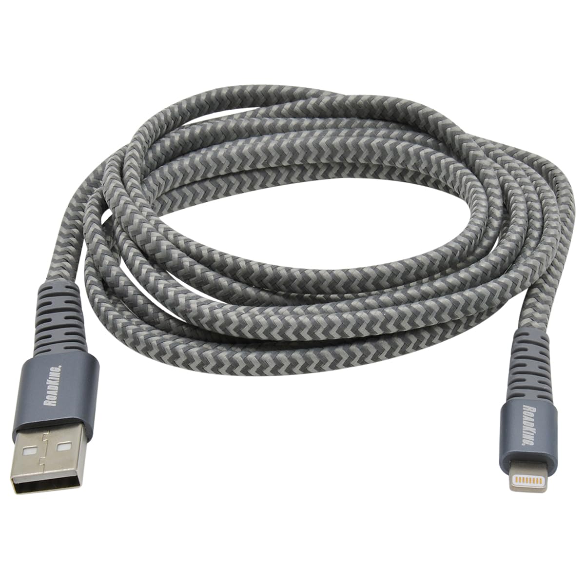 RoadKing Lightning® Compatible Charge and Sync Cable - 6ft Reflective Braided Heavy-Duty Nylon Cord for iPhone, iPad (Silver) | Fast Charging & Data Transfer | Perfect for Travel, Home, Office & Outdoor Use
