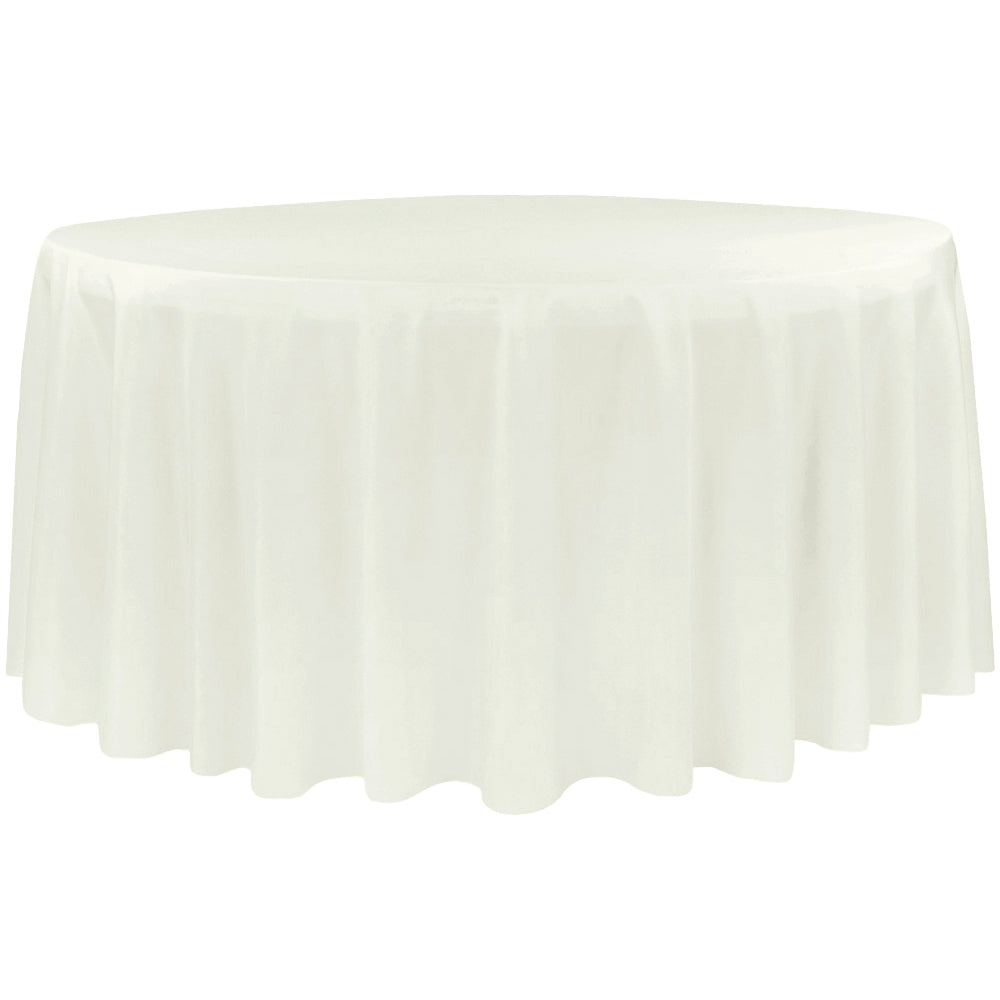 Premium 120-Inch Round Polyester Tablecloth in Ivory - Waterproof & Wrinkle-Resistant for Weddings, Parties, and Everyday Dining