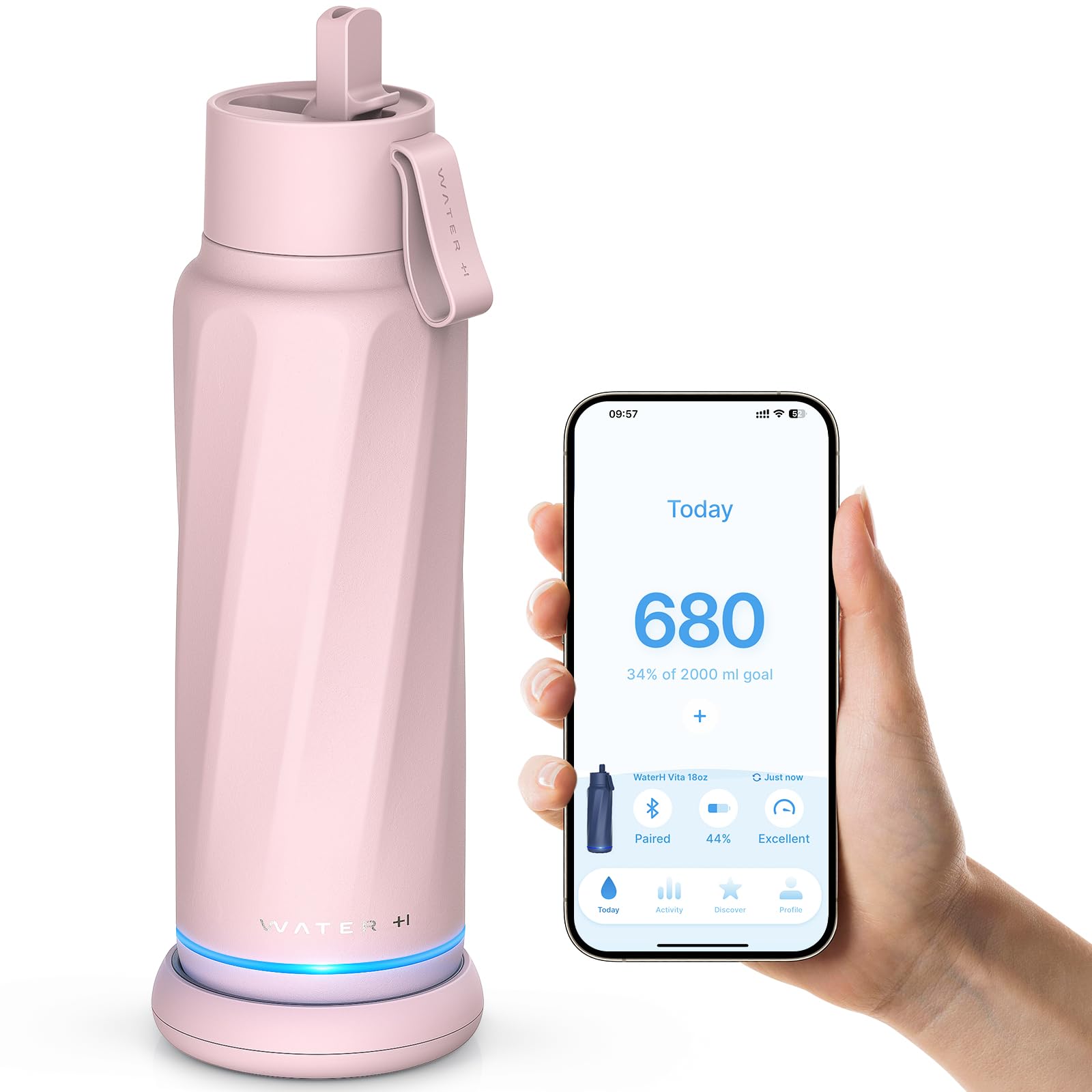 Vita Smart Water Bottle with Drink Reminder - 18oz BPA-Free Vacuum Insulated Bottle with Filter & Straw, Bluetooth Hydration Tracker - Perfect Gift for Fitness, Office & Outdoor Activities