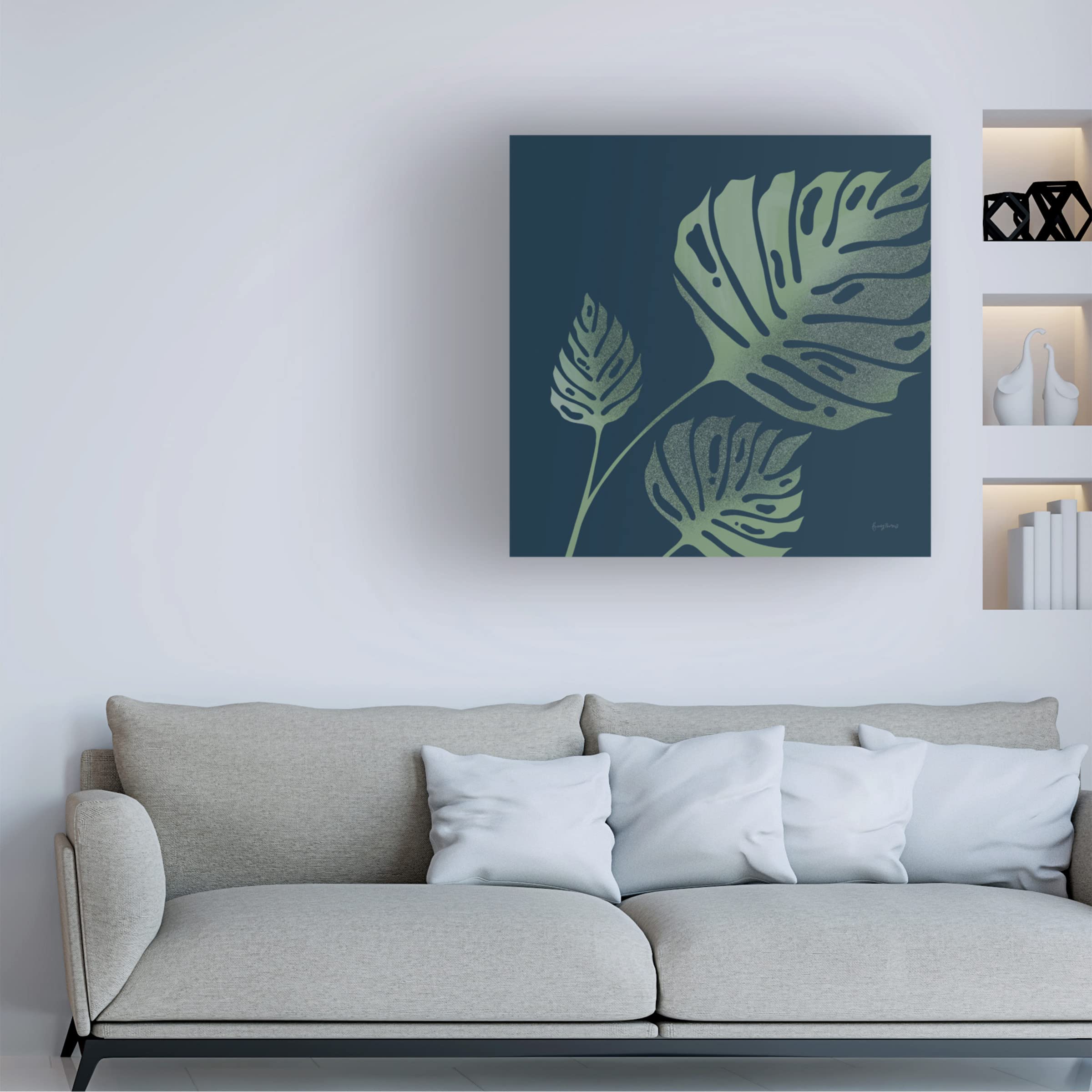 Trademark Fine Art 'Monstera I' Canvas Wall Art by Becky Thorns - Tropical Leaf Painting for Living Room, Bedroom & Office Decor